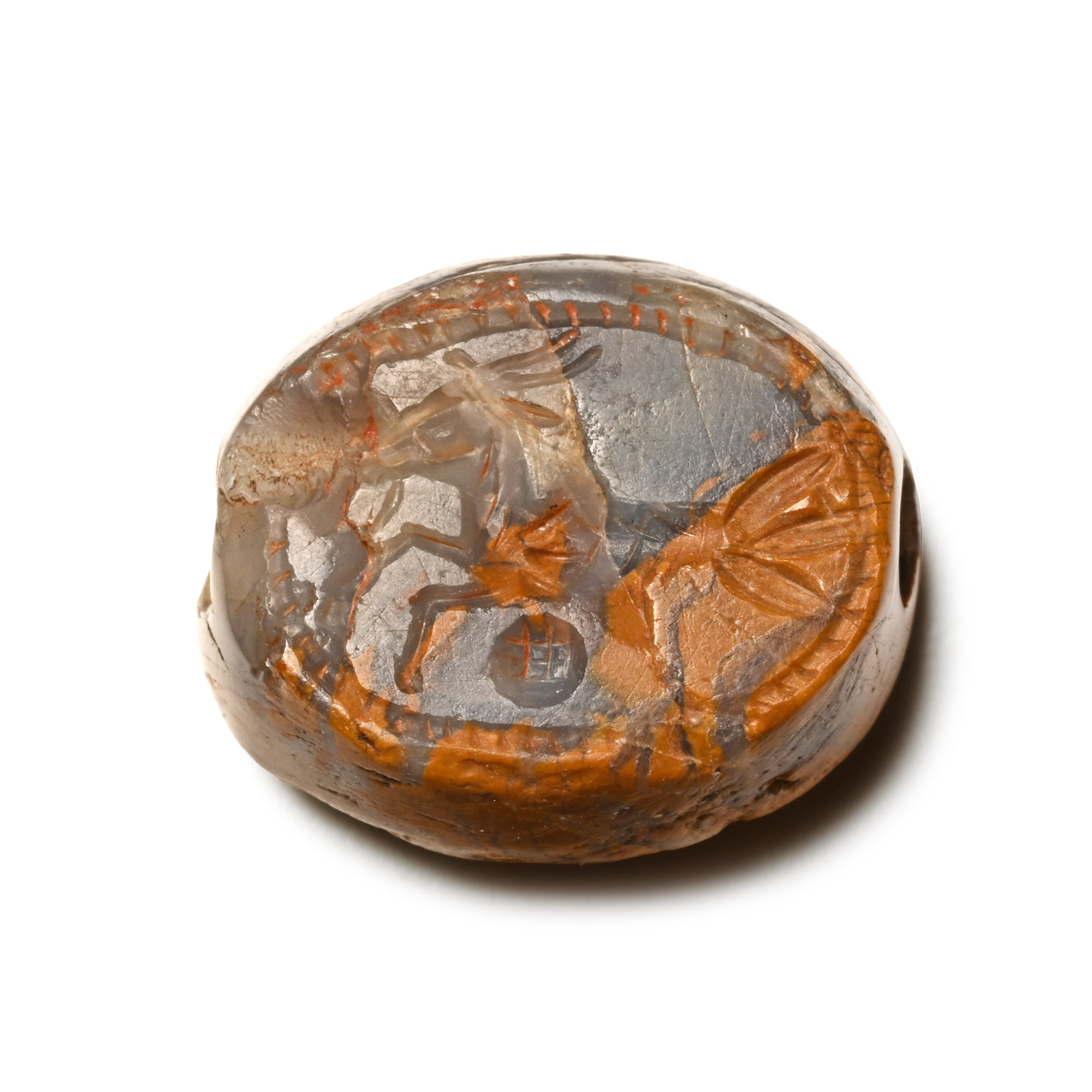 Graeco-Roman Variegated Agate Gemstone with Capricorn