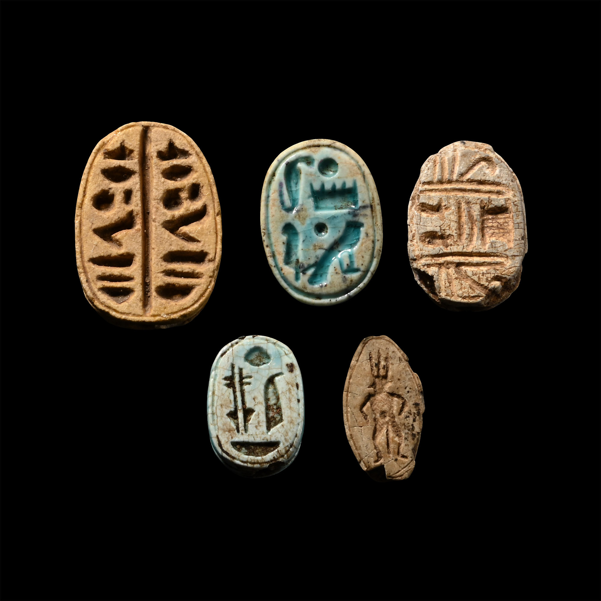 Egyptian and Phoenician Stone Scarab and Cowroid Group