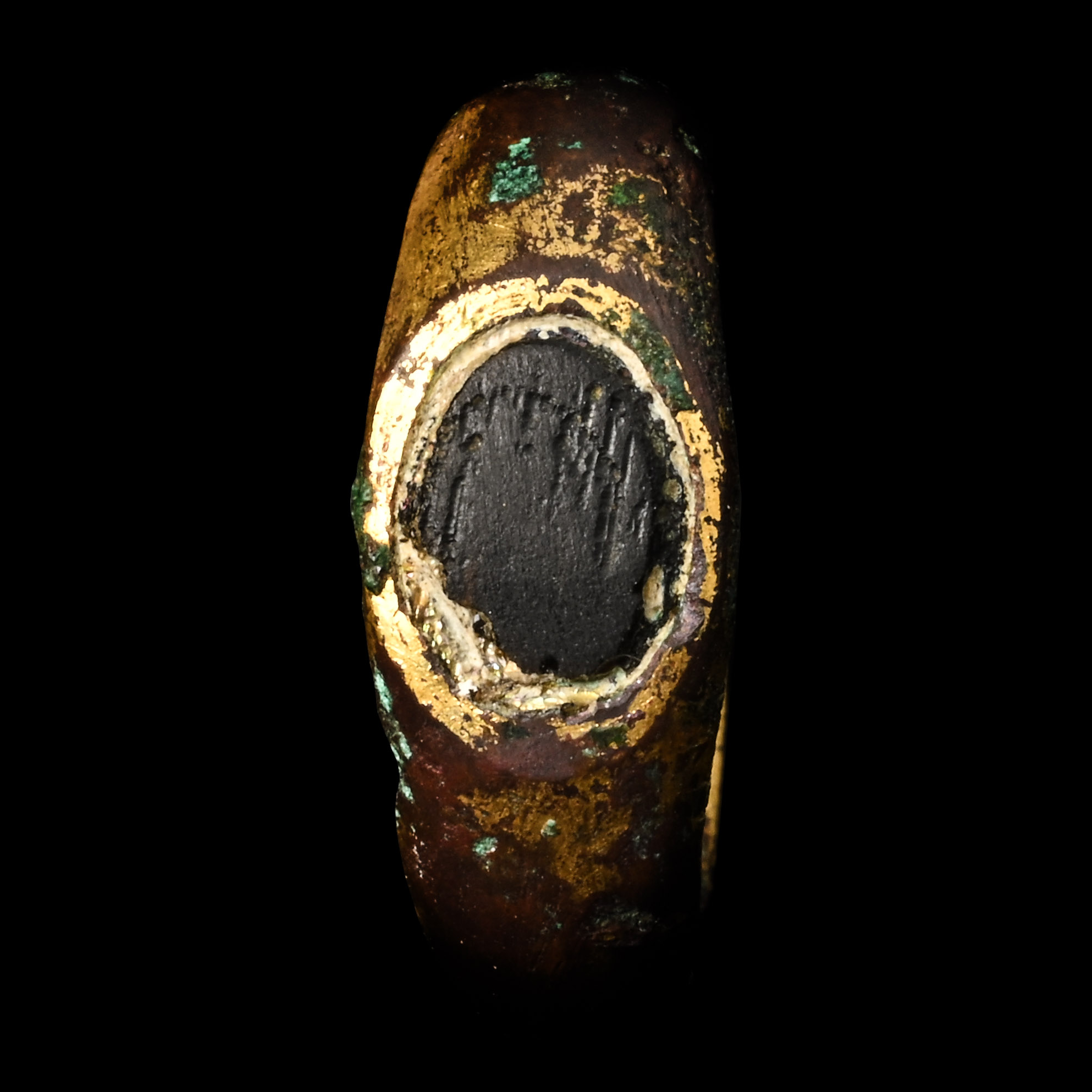 Roman Gilt Bronze Ring with Gemstone