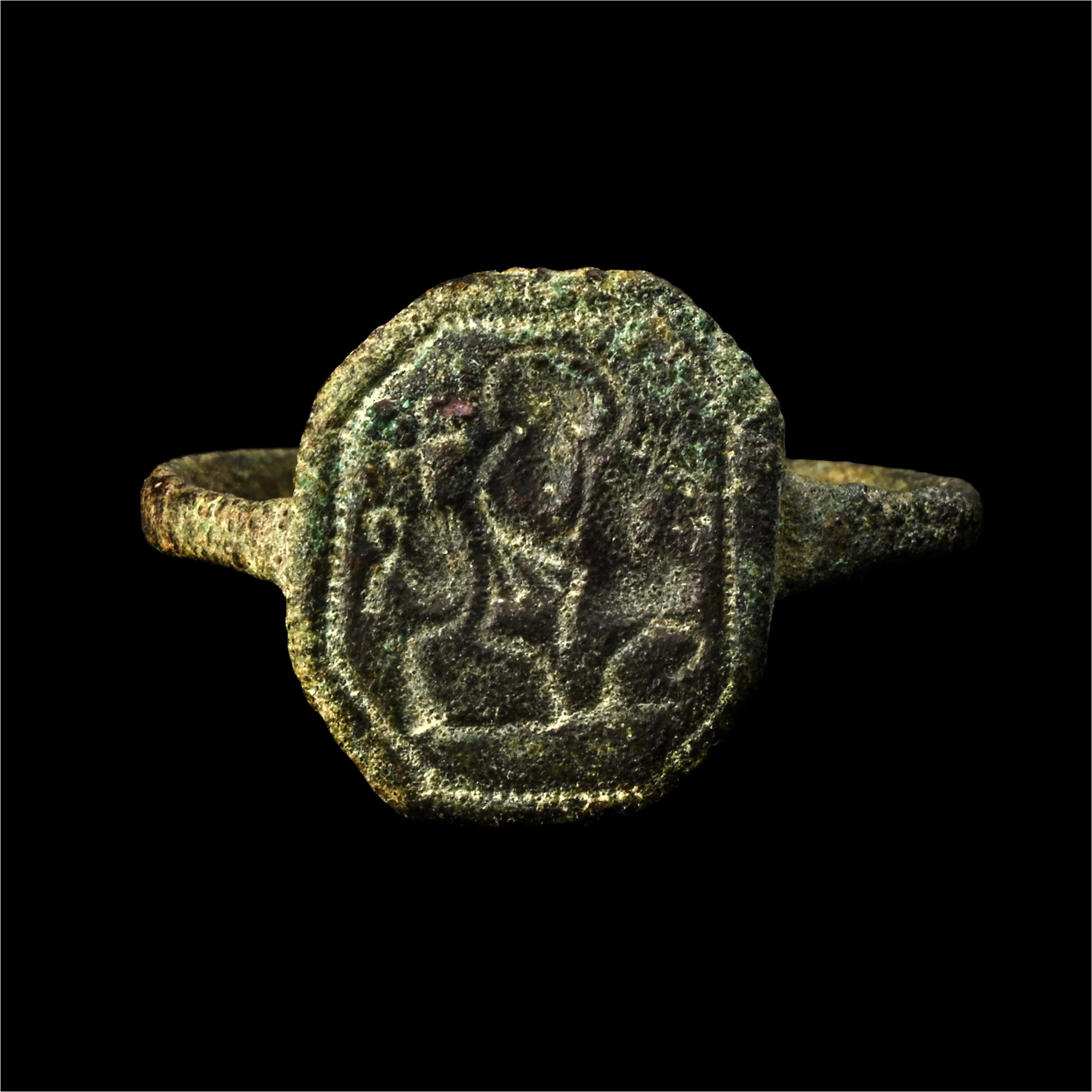 Byzantine Bronze Ring with Saint