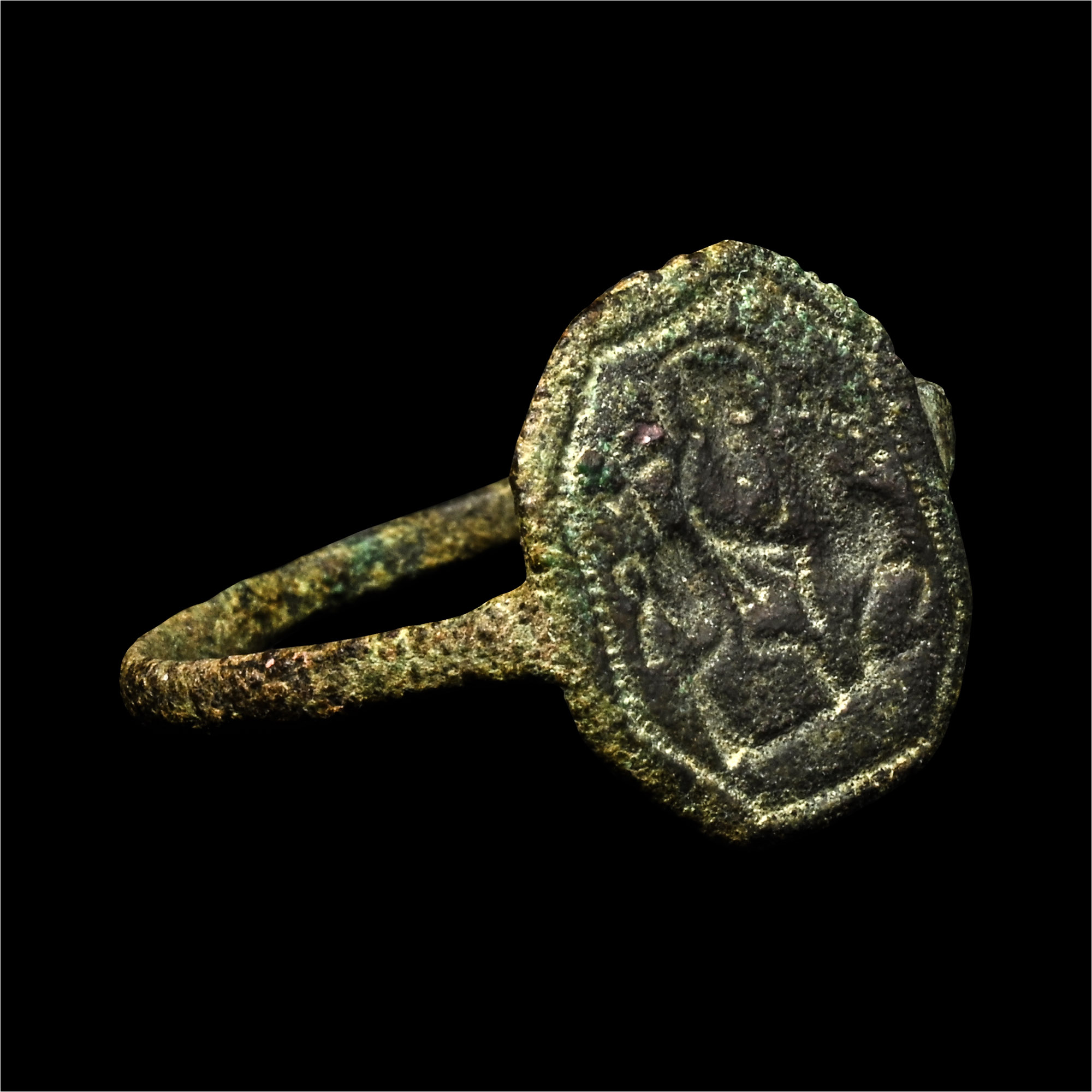 Byzantine Bronze Ring with Saint