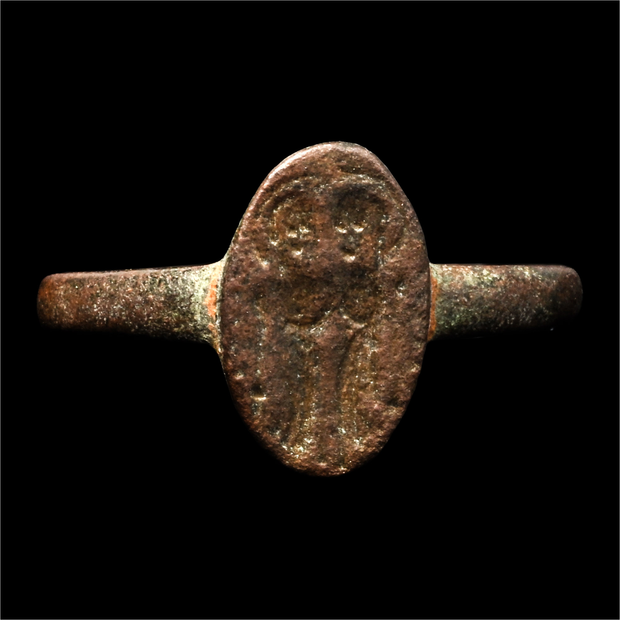 Byzantine Bronze Ring with Two Saints