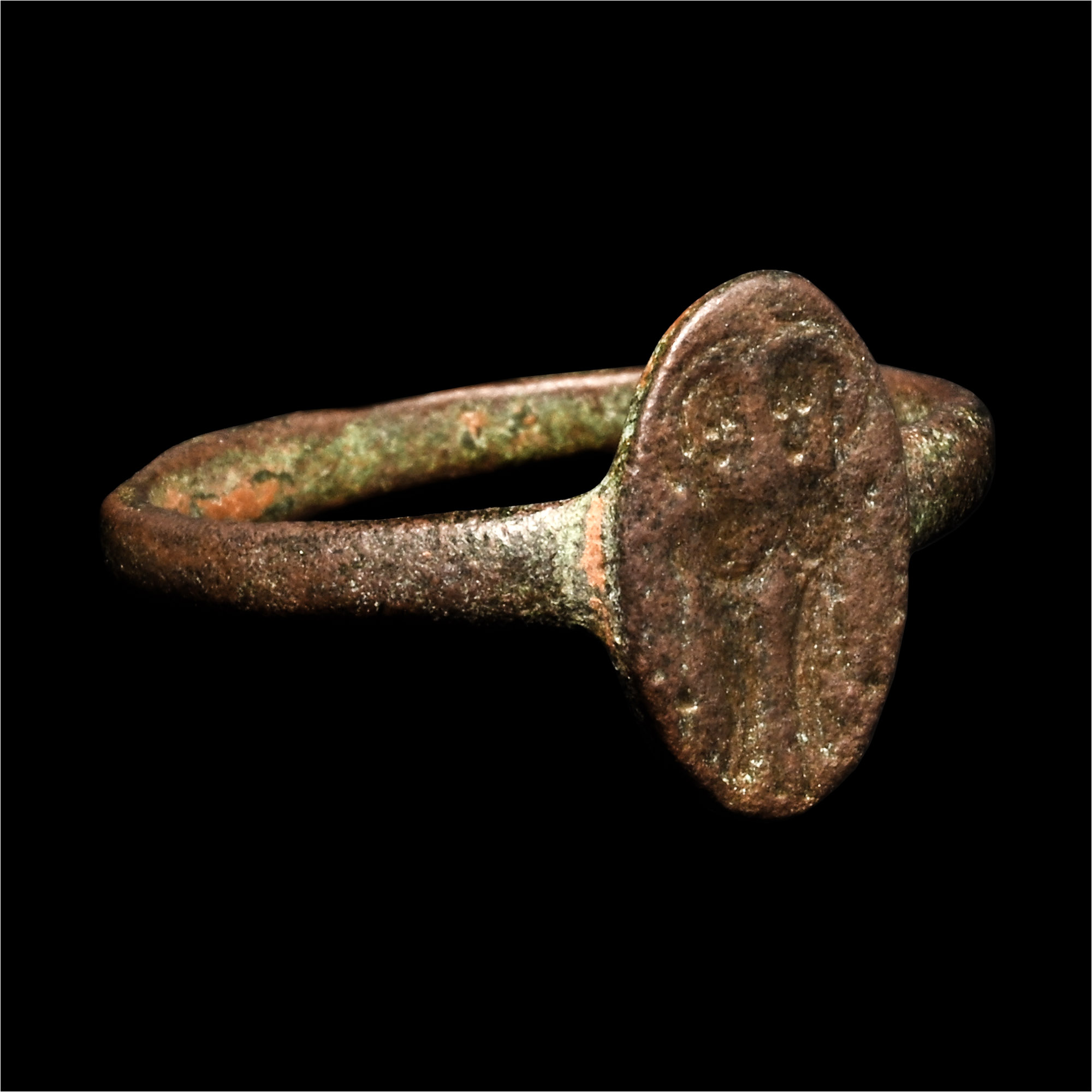 Byzantine Bronze Ring with Two Saints