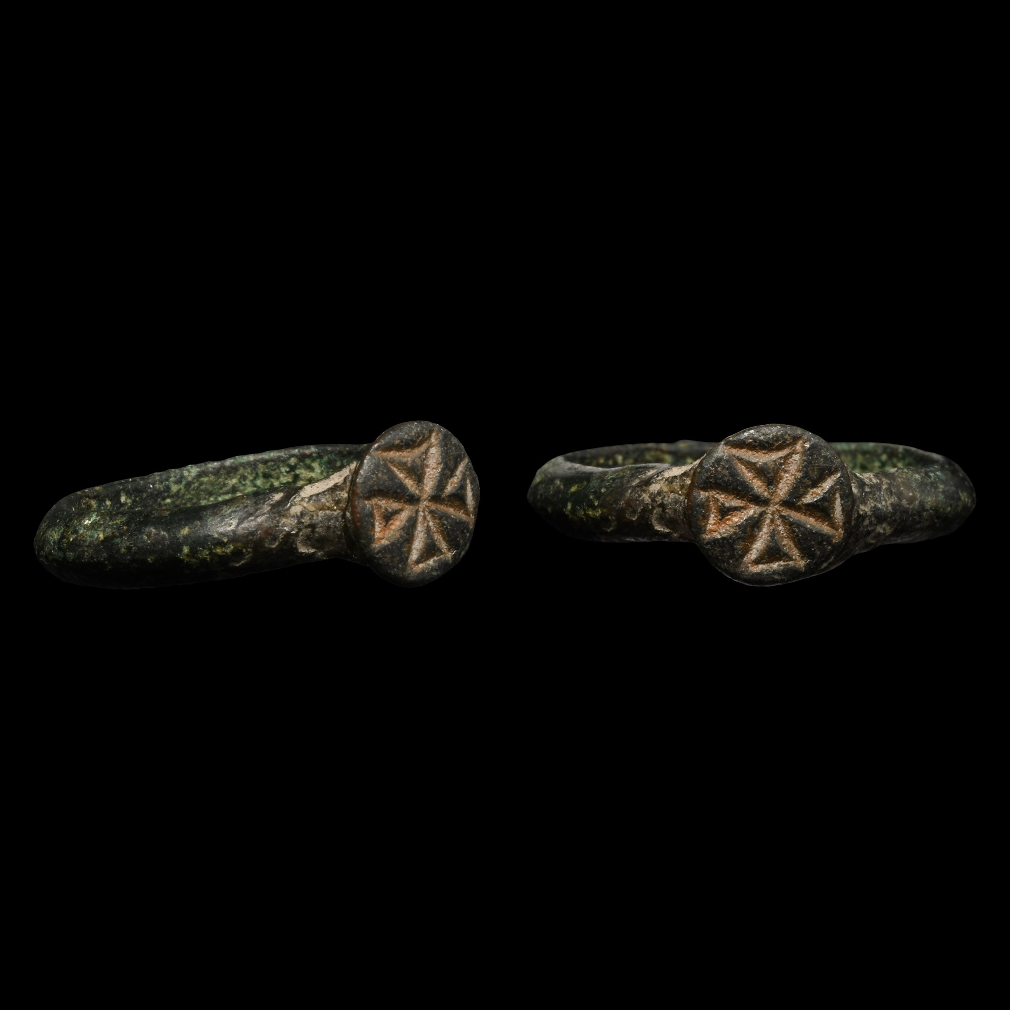Byzantine Bronze Ring with Cross