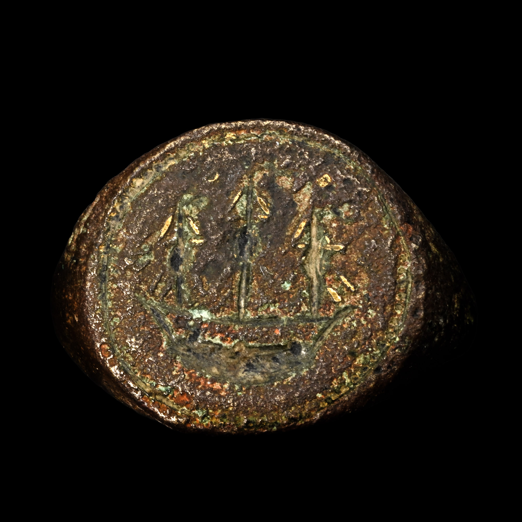 Tudor Period Bronze Ring with Ship