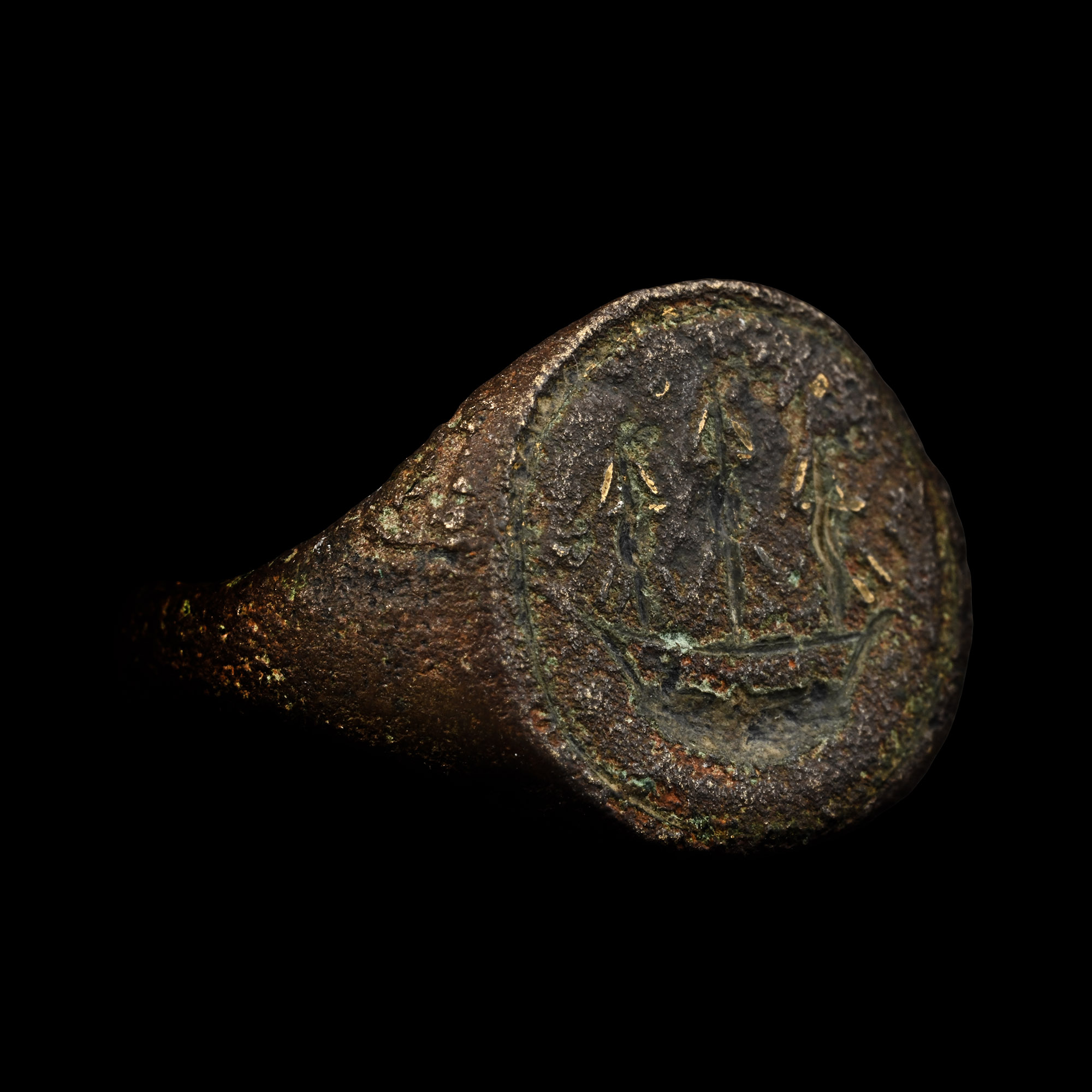 Tudor Period Bronze Ring with Ship