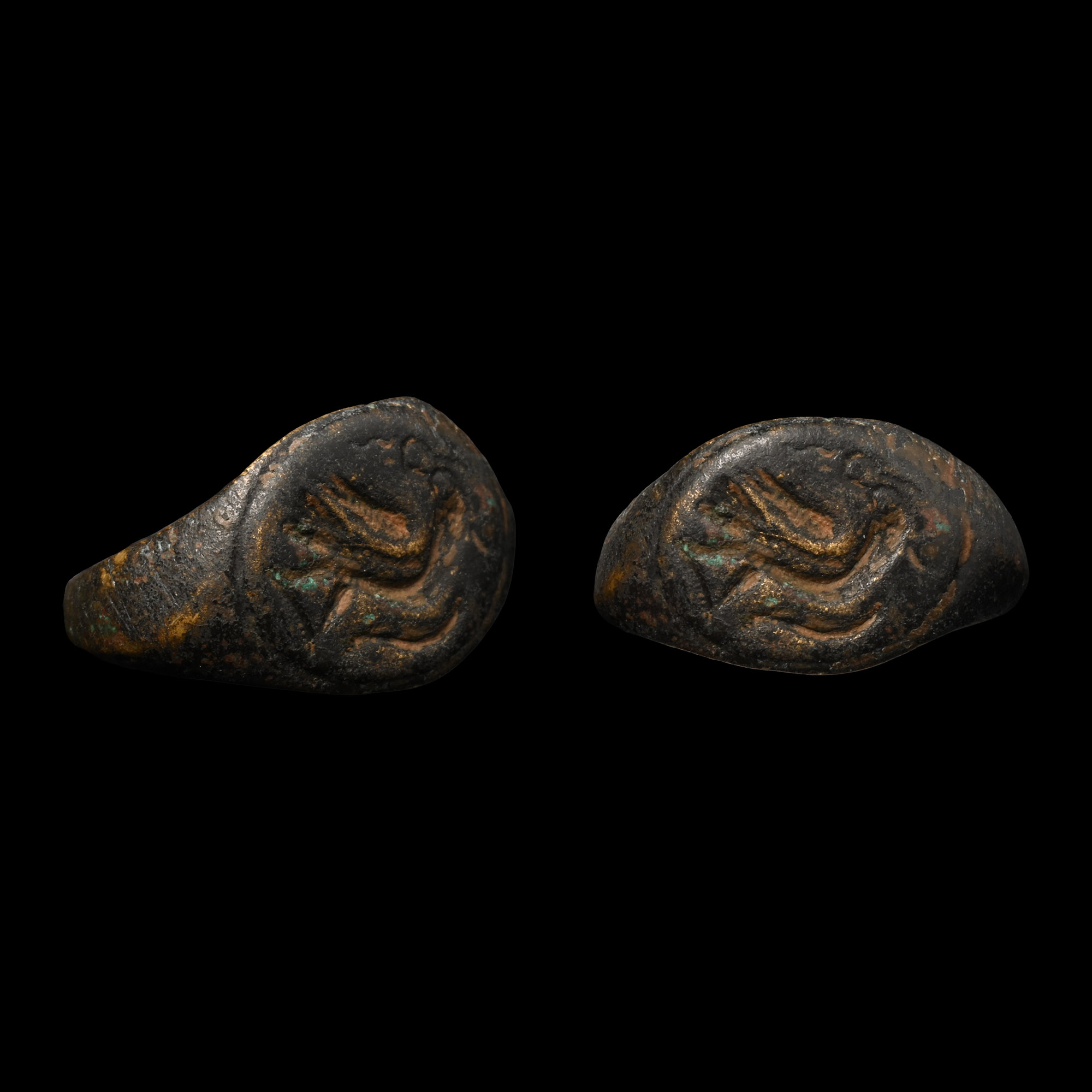 Byzantine Bronze Ring with Dove