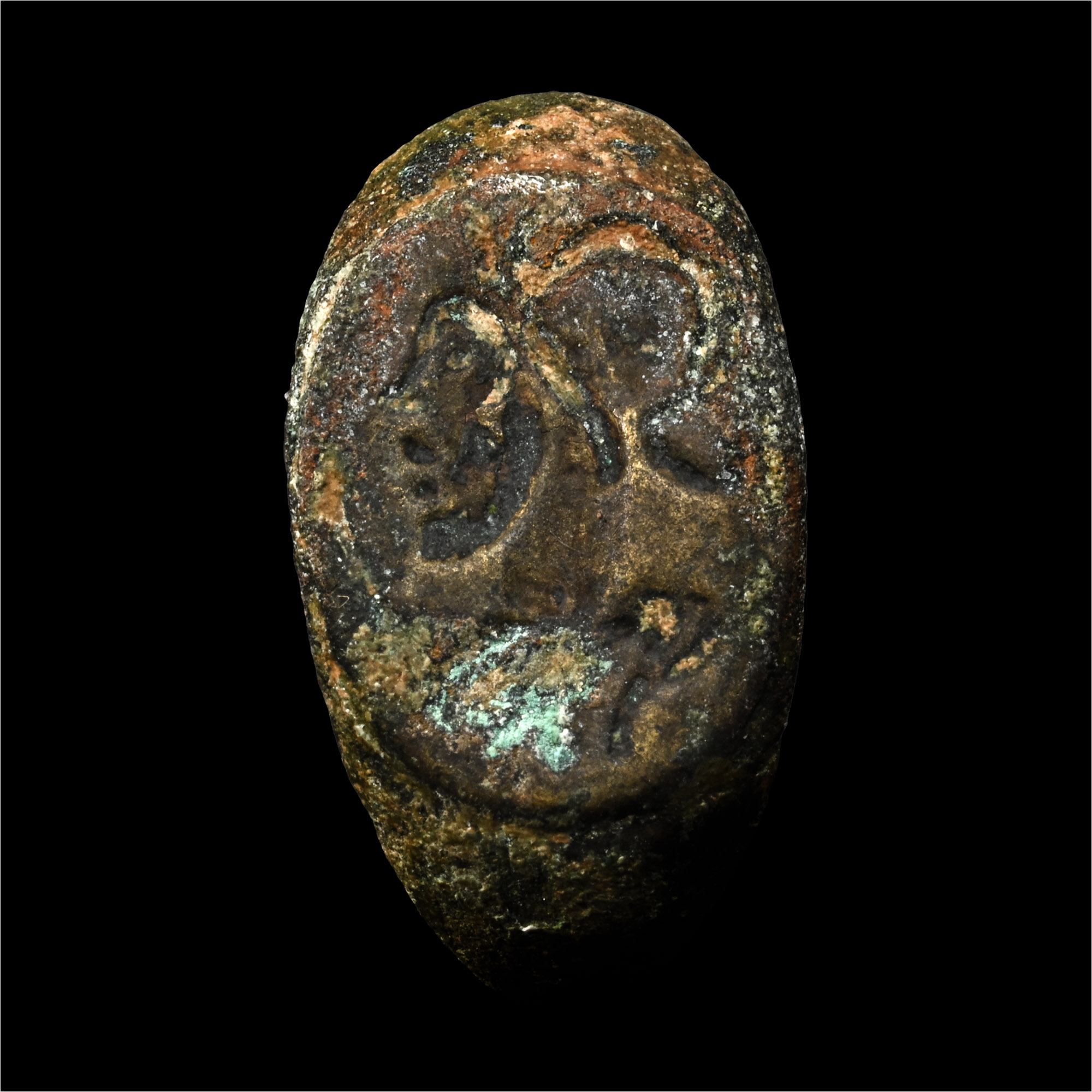 Roman Bronze Ring and Bust of Mars with Martiobarbulus