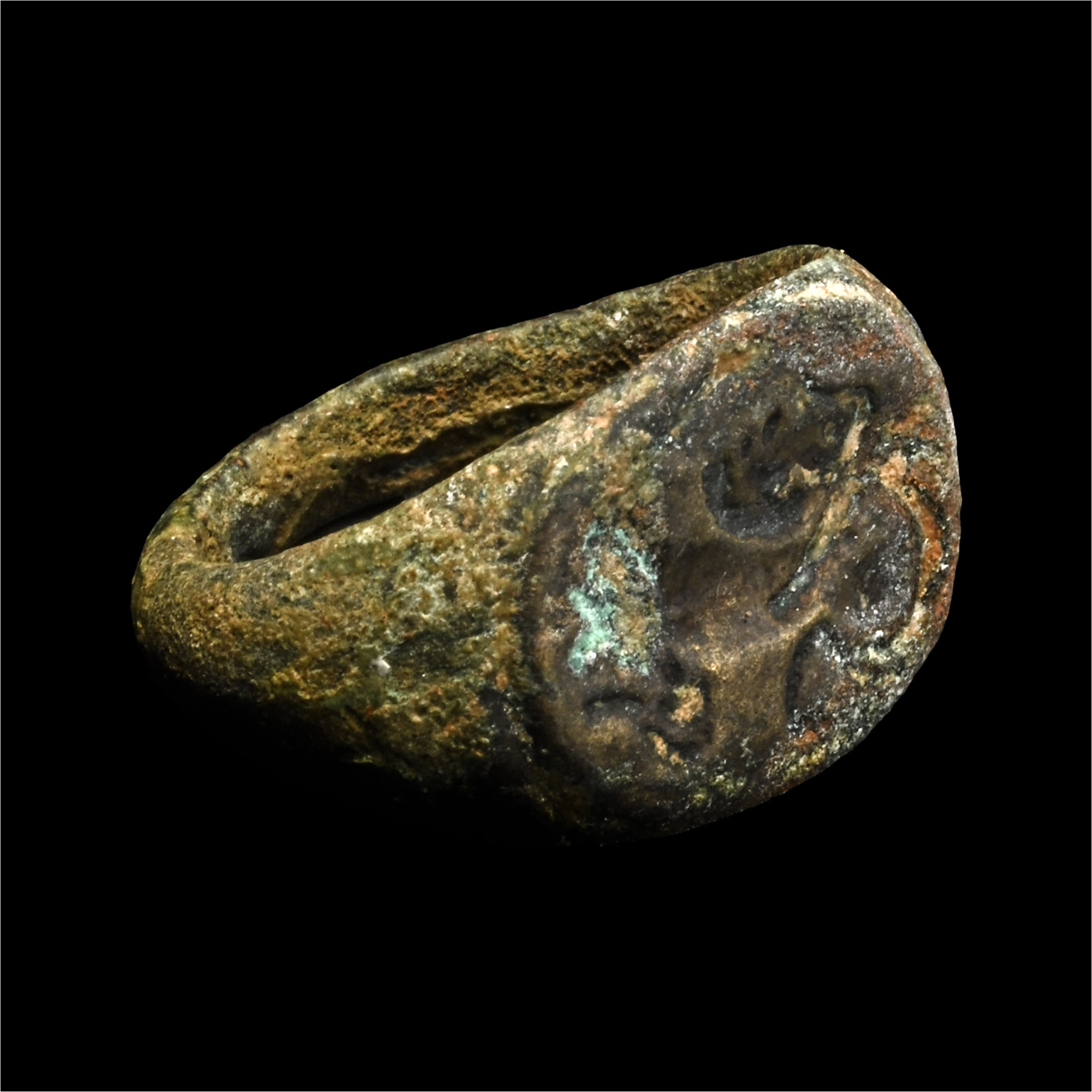 Roman Bronze Ring and Bust of Mars with Martiobarbulus