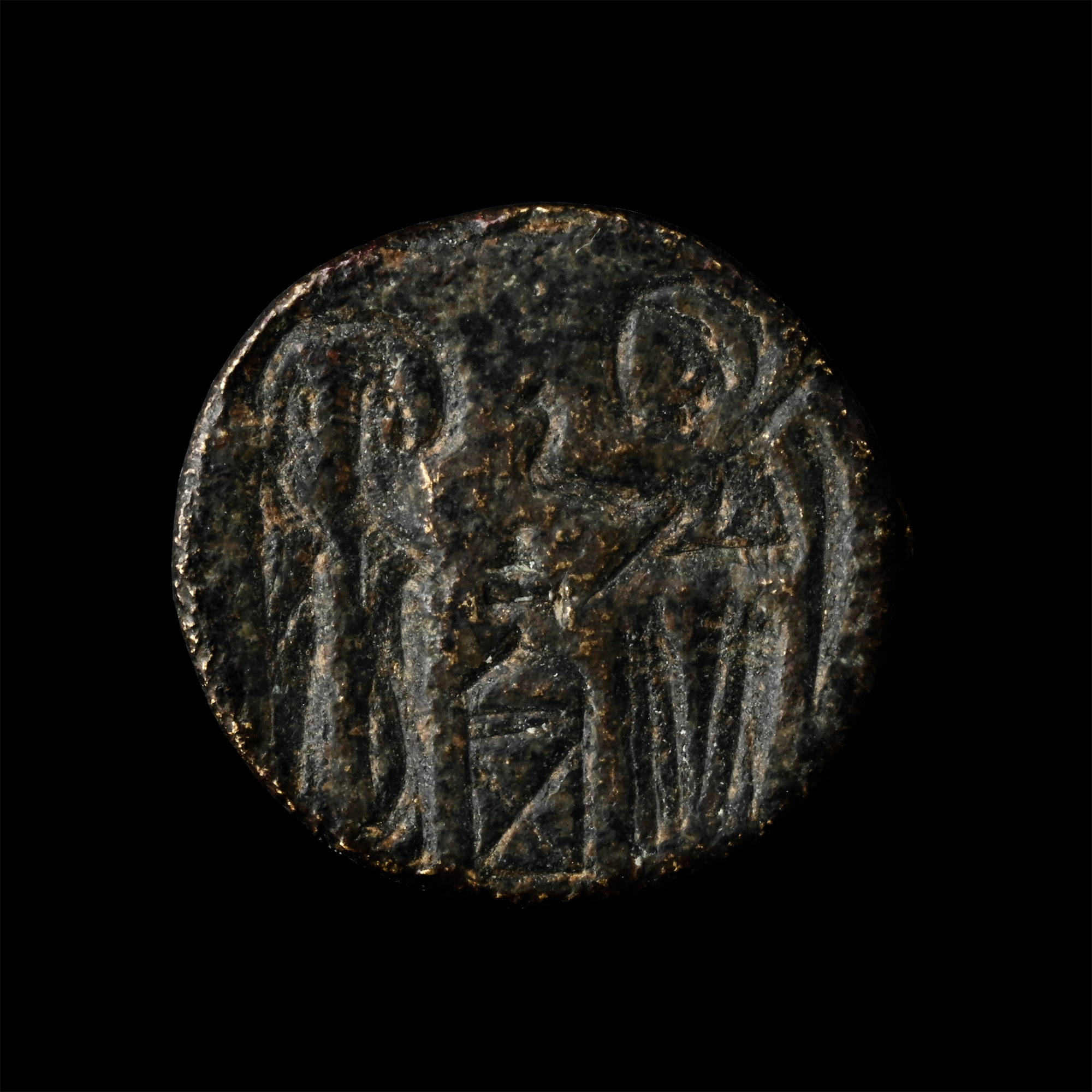 Byzantine Bronze Ring Bezel with Saints