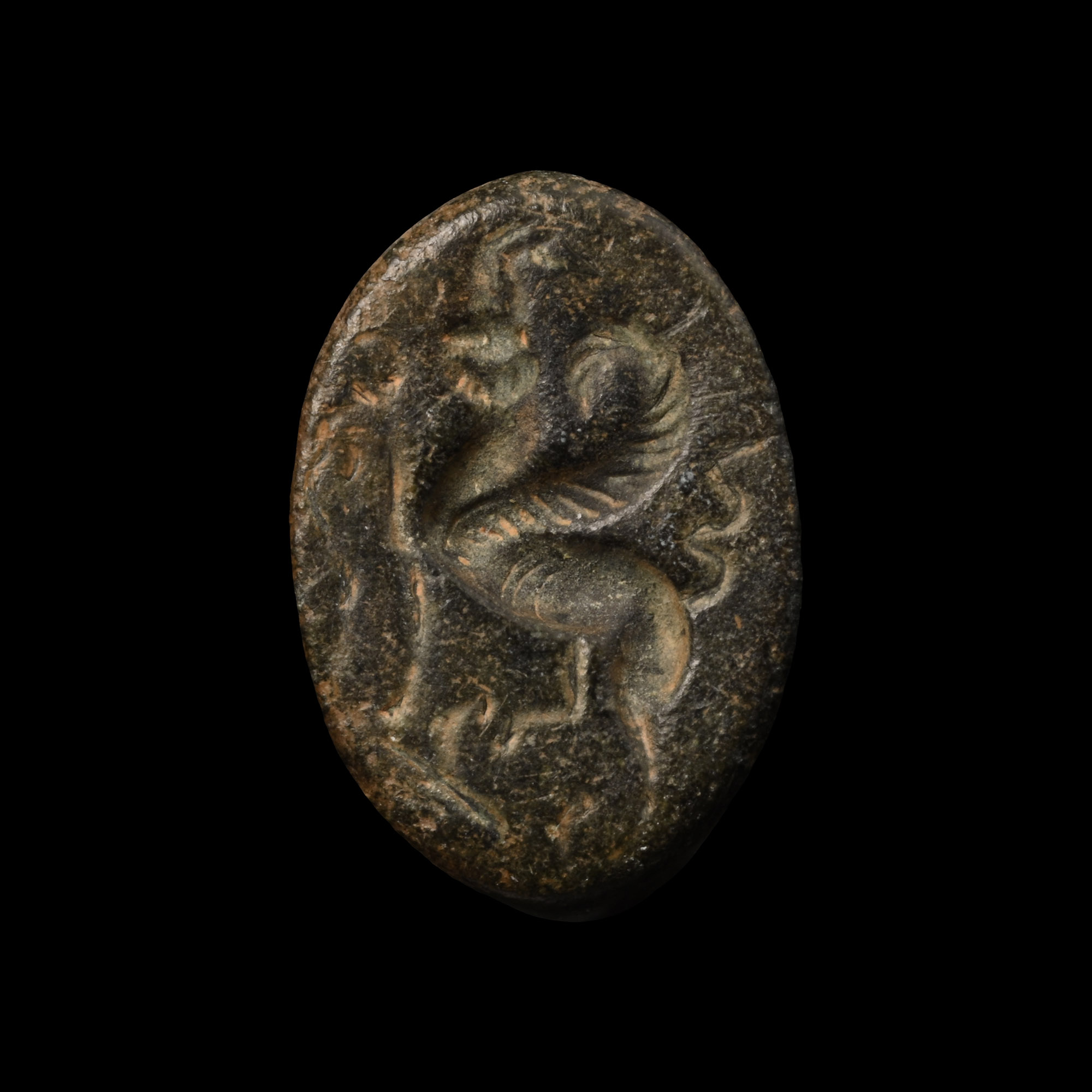 Large Greek Bronze Ring Bezel with Gryphon