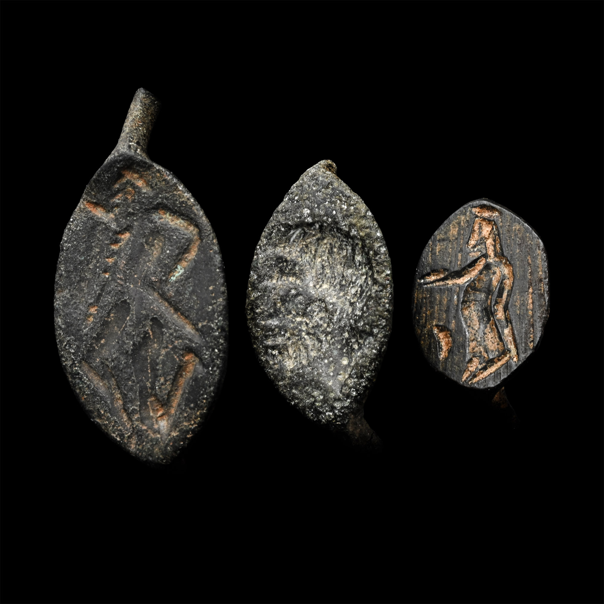 Greek Bronze Ring Bezel Group