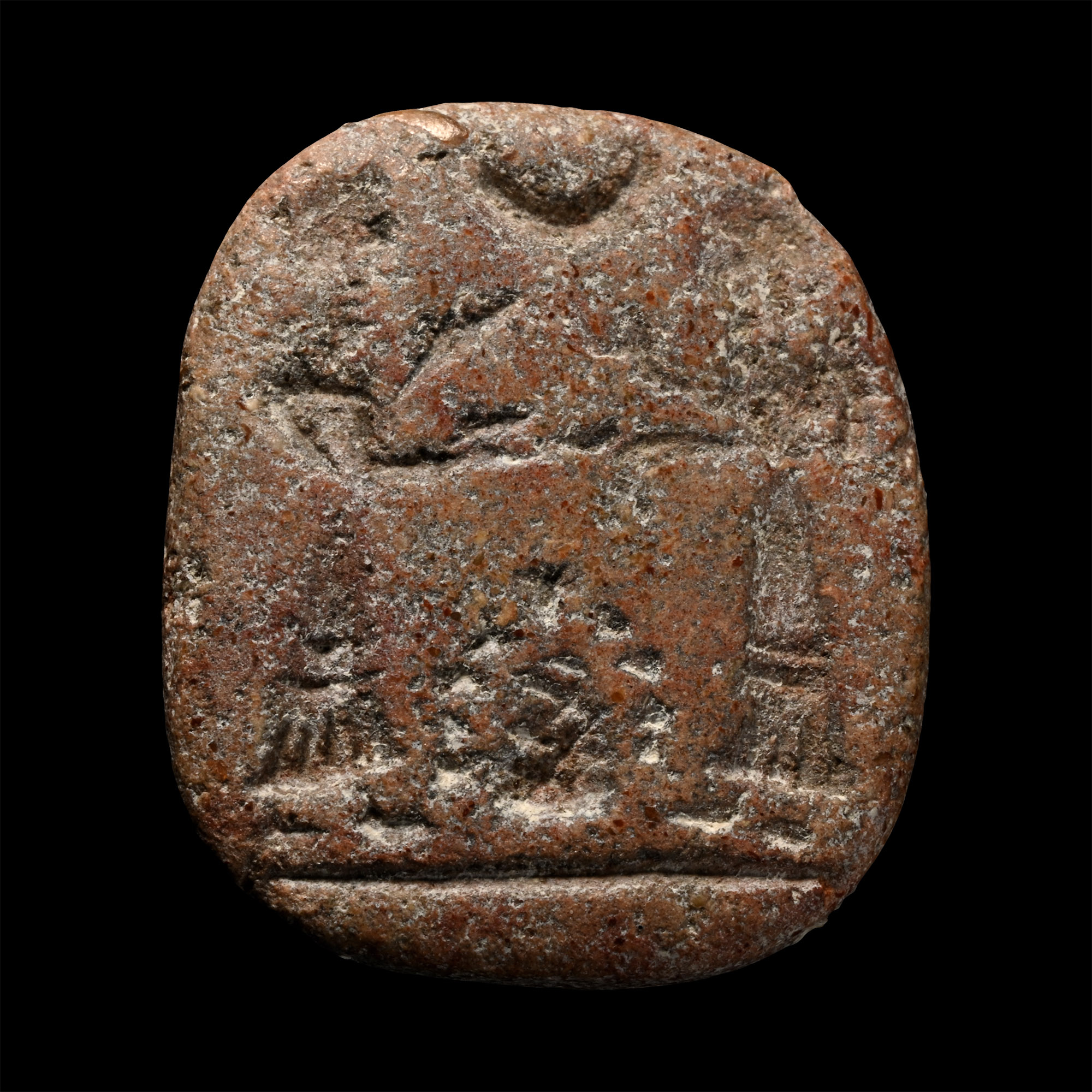 Western Asiatic Pink Stone Stamp Seal with Offering Scene