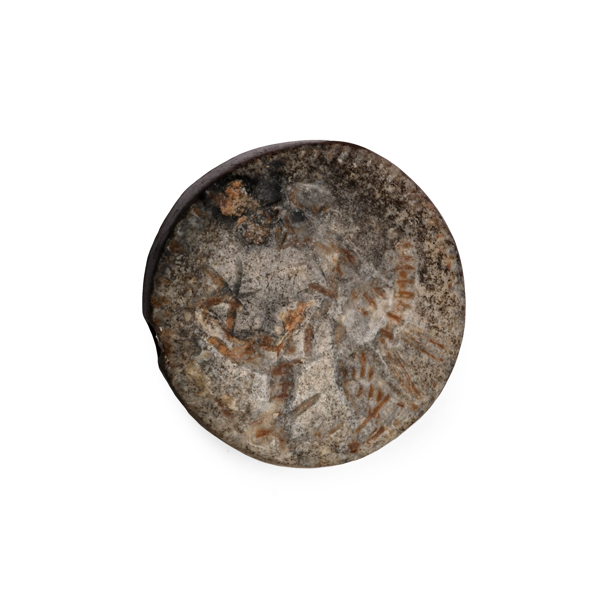 Western Asiatic Grey Stone Stamp Seal with Seated Figure