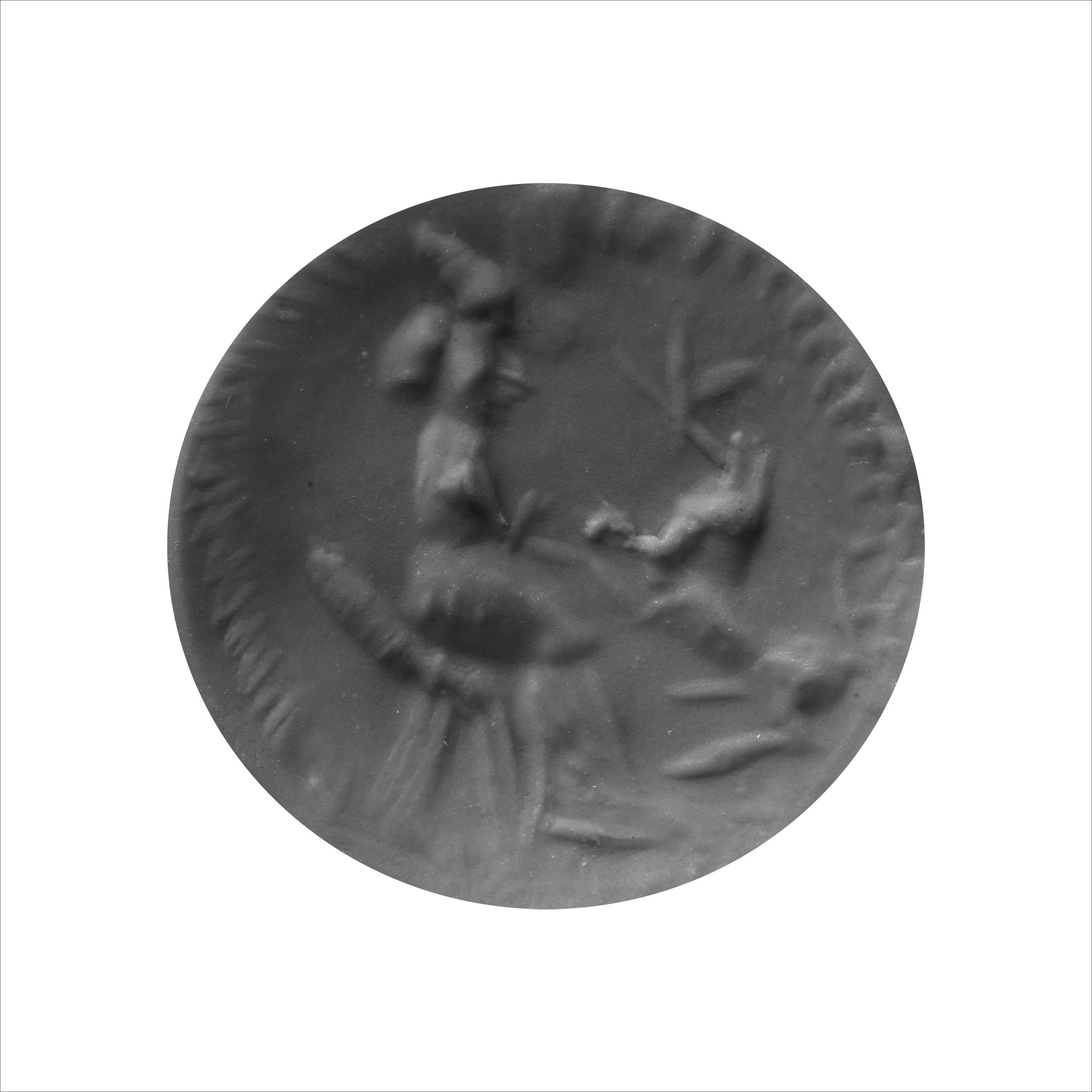 Western Asiatic Grey Stone Stamp Seal with Seated Figure