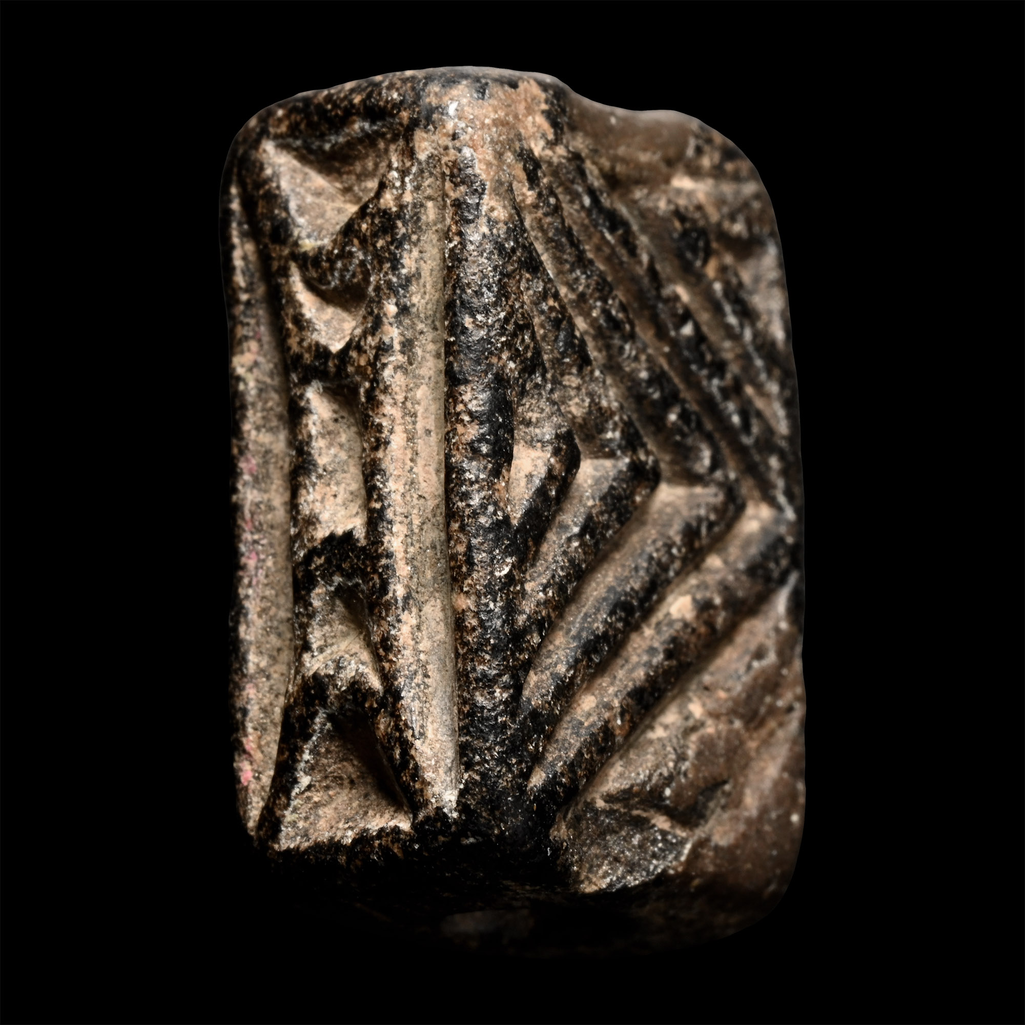 Western Asiatic Black Stone Four-Sided Stamp Seal with Geometric Designs