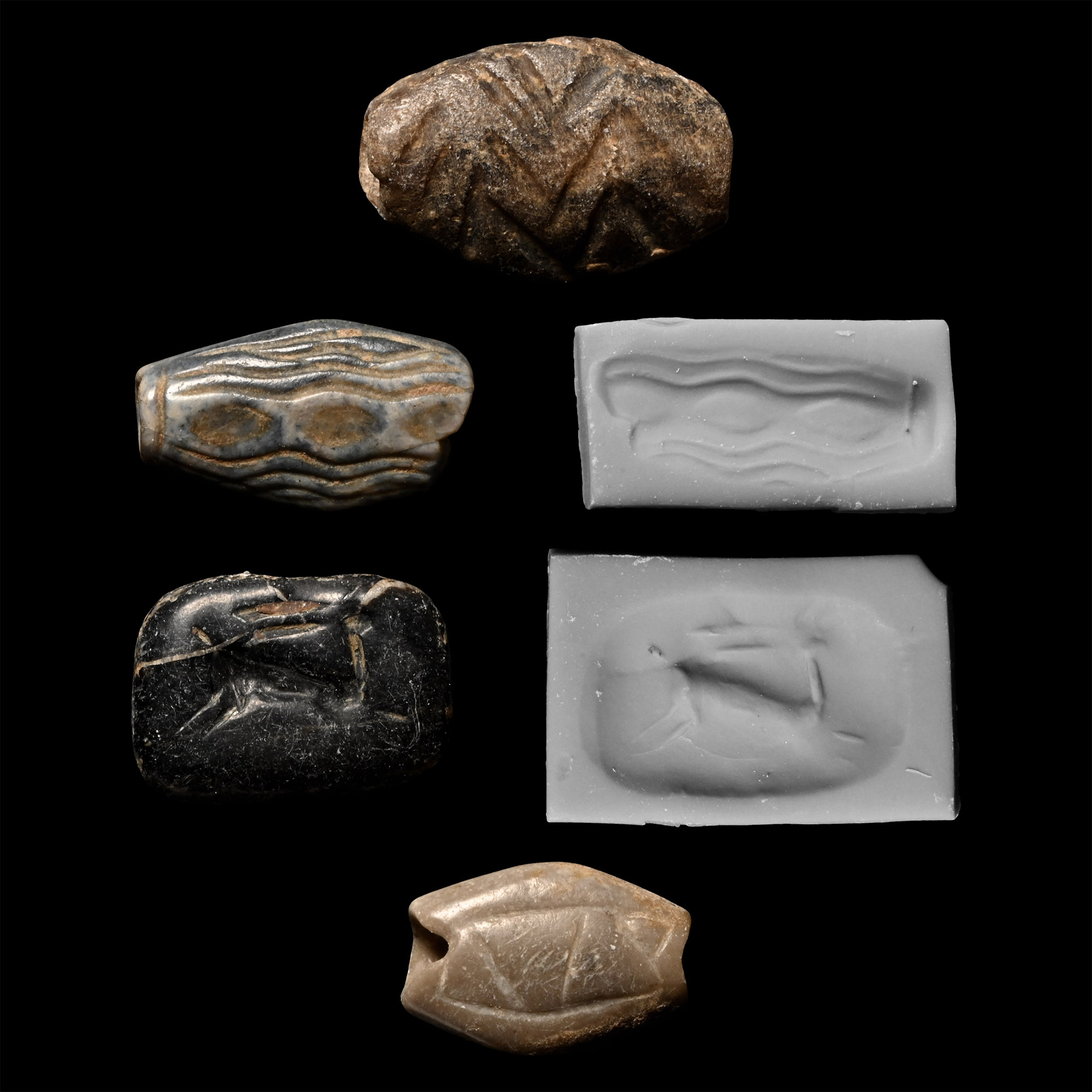 Western Asiatic Engraved Stone Amuletic Bead Group