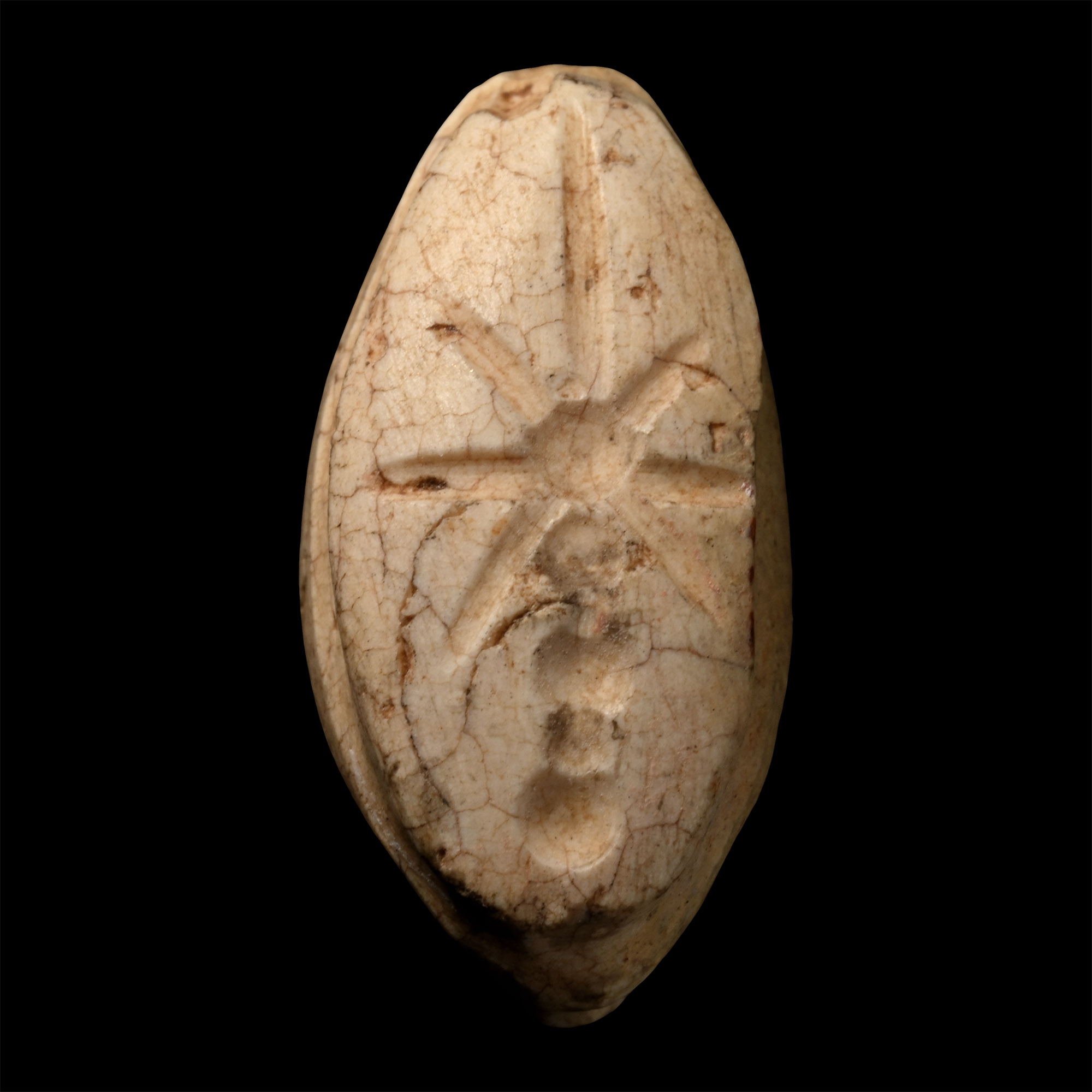 Phoenician Cream Stone Scaraboid Stamp Seal with Star on Sceptre