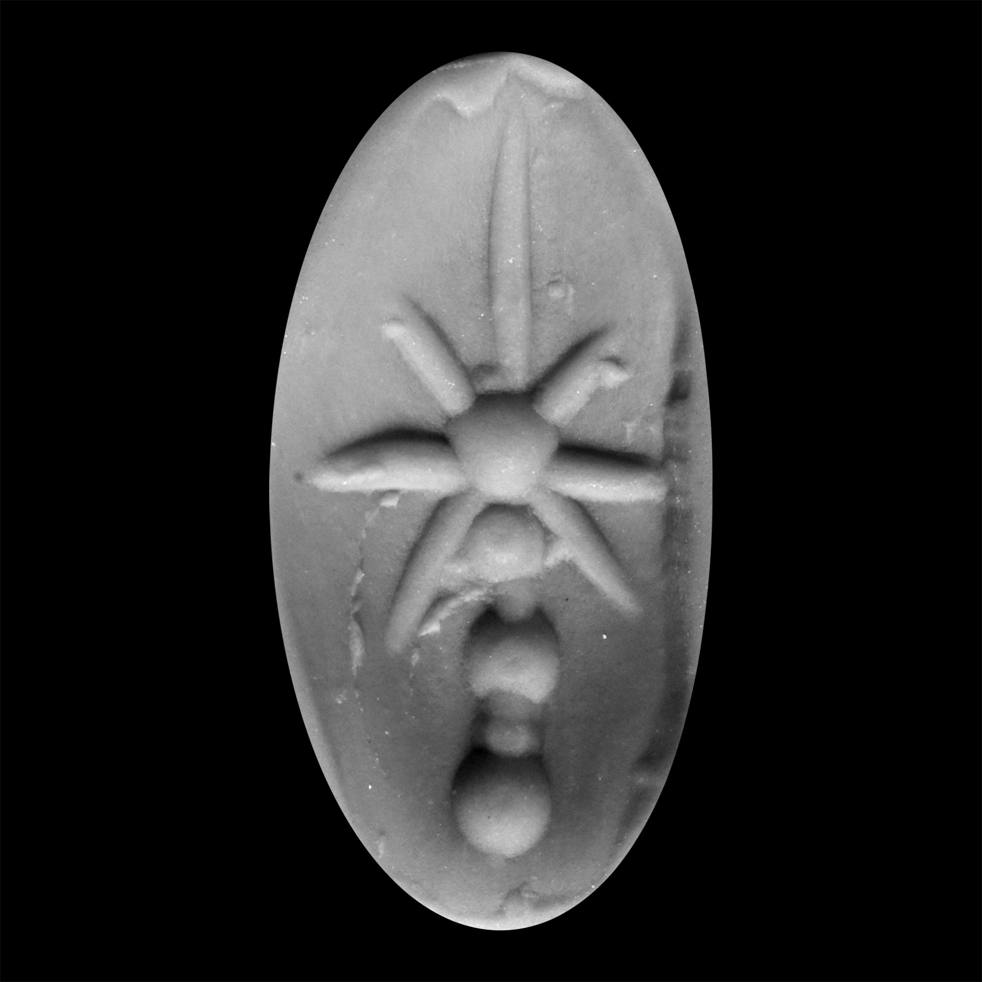 Phoenician Cream Stone Scaraboid Stamp Seal with Star on Sceptre