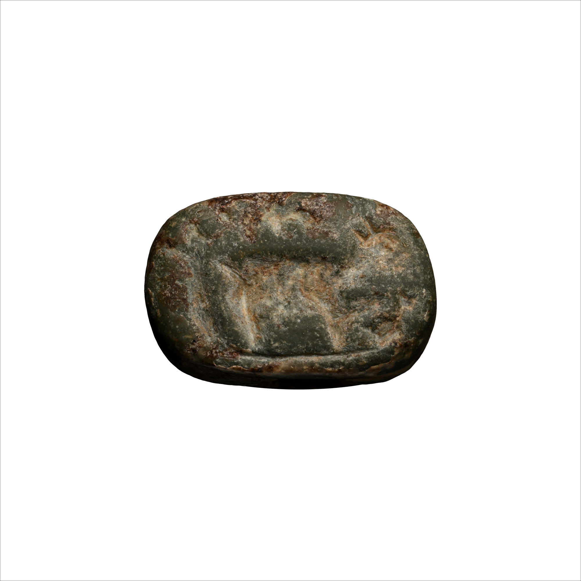 Western Asiatic Striped Stone Stamp Seal with Bull