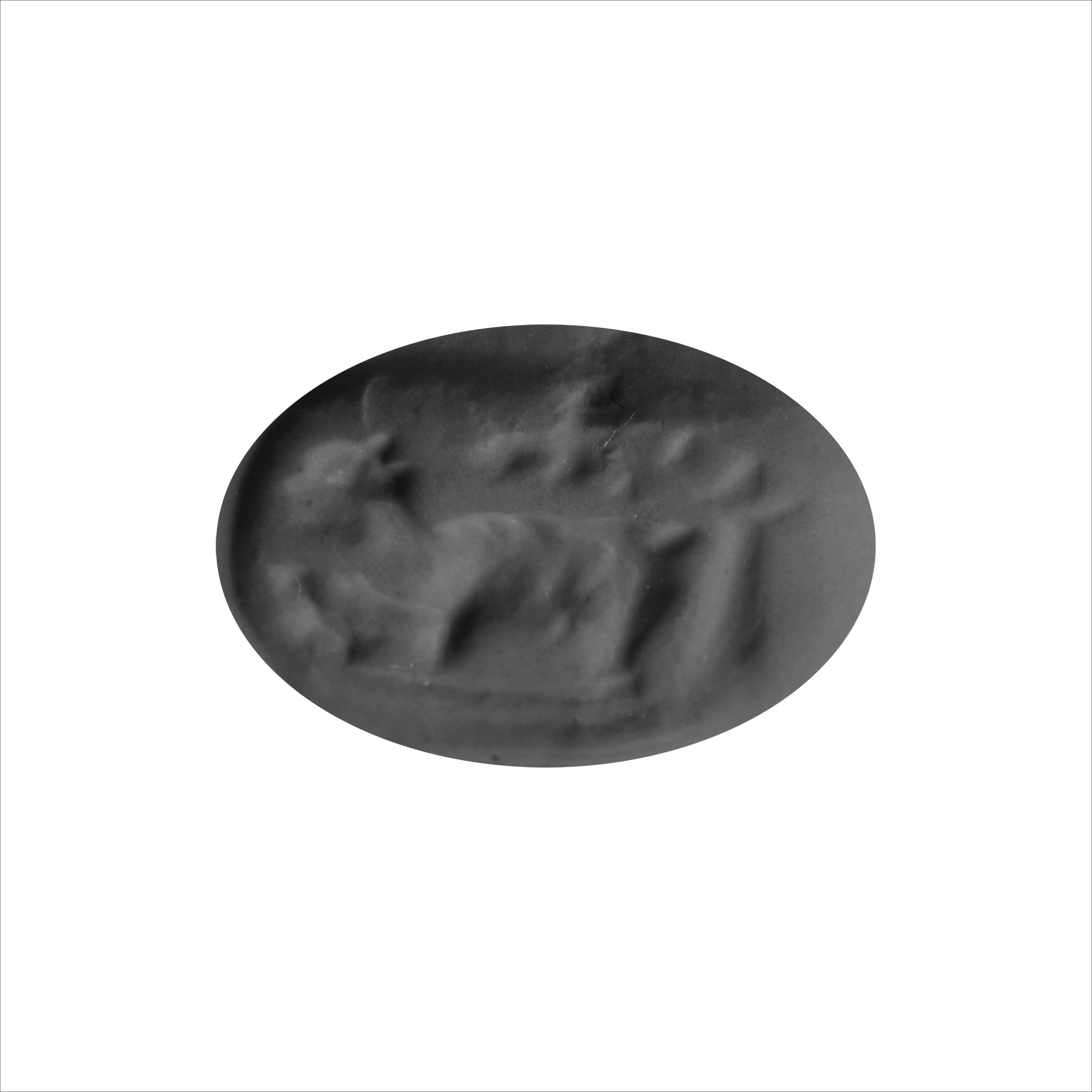 Western Asiatic Striped Stone Stamp Seal with Bull