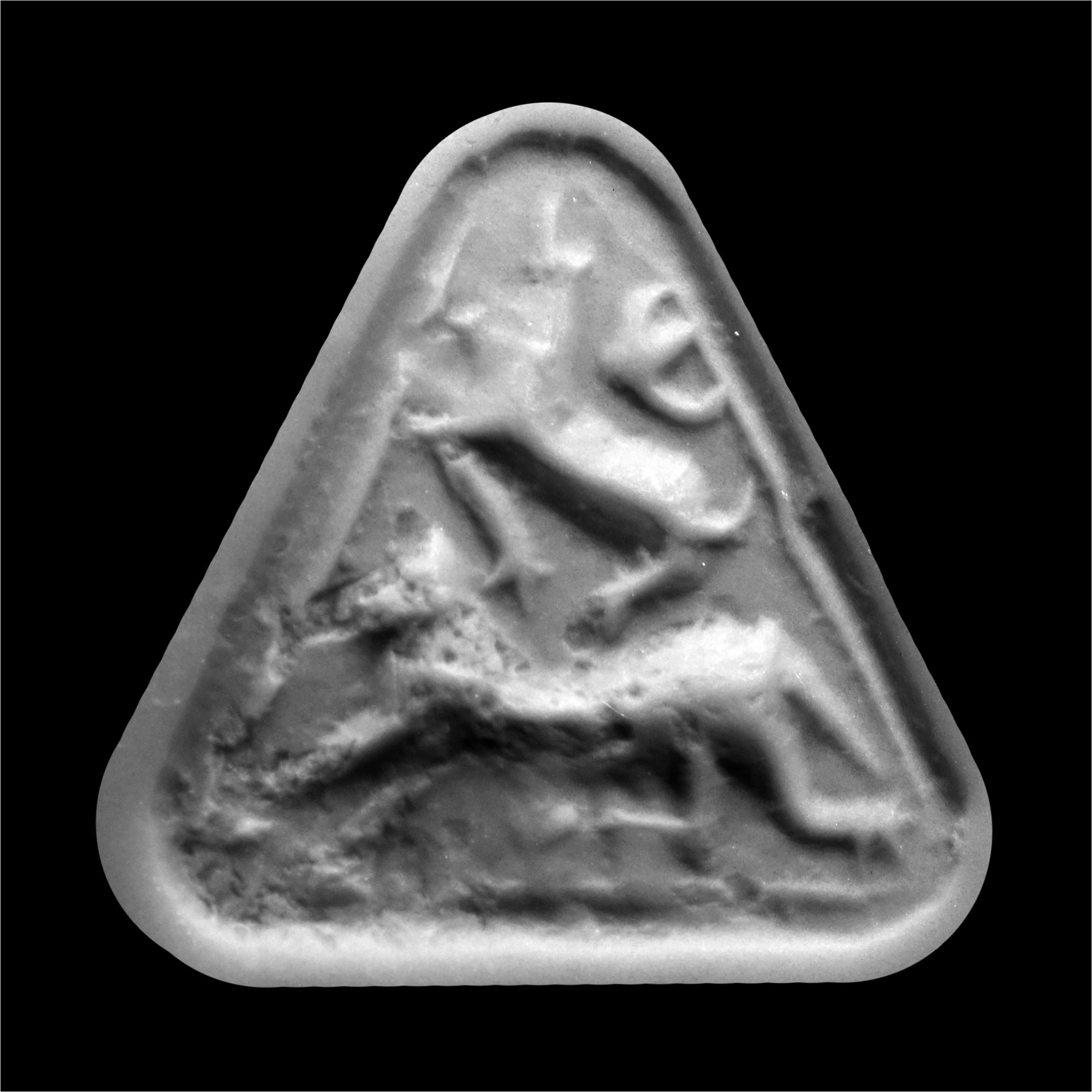 Western Asiatic Black Stone Stamp Seal with Animals