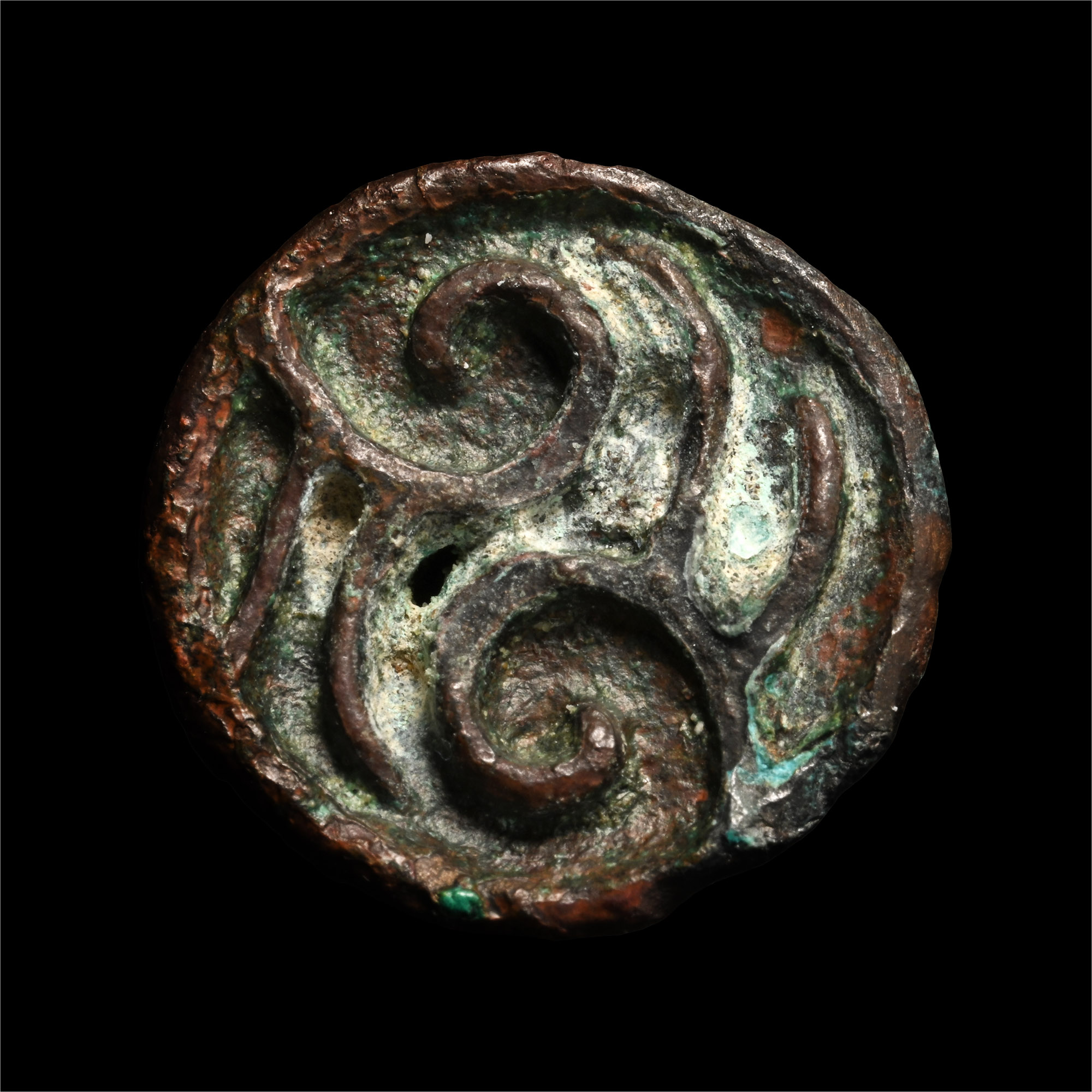 Western Asiatic Bronze Seal Matrix with Sea Scrolls