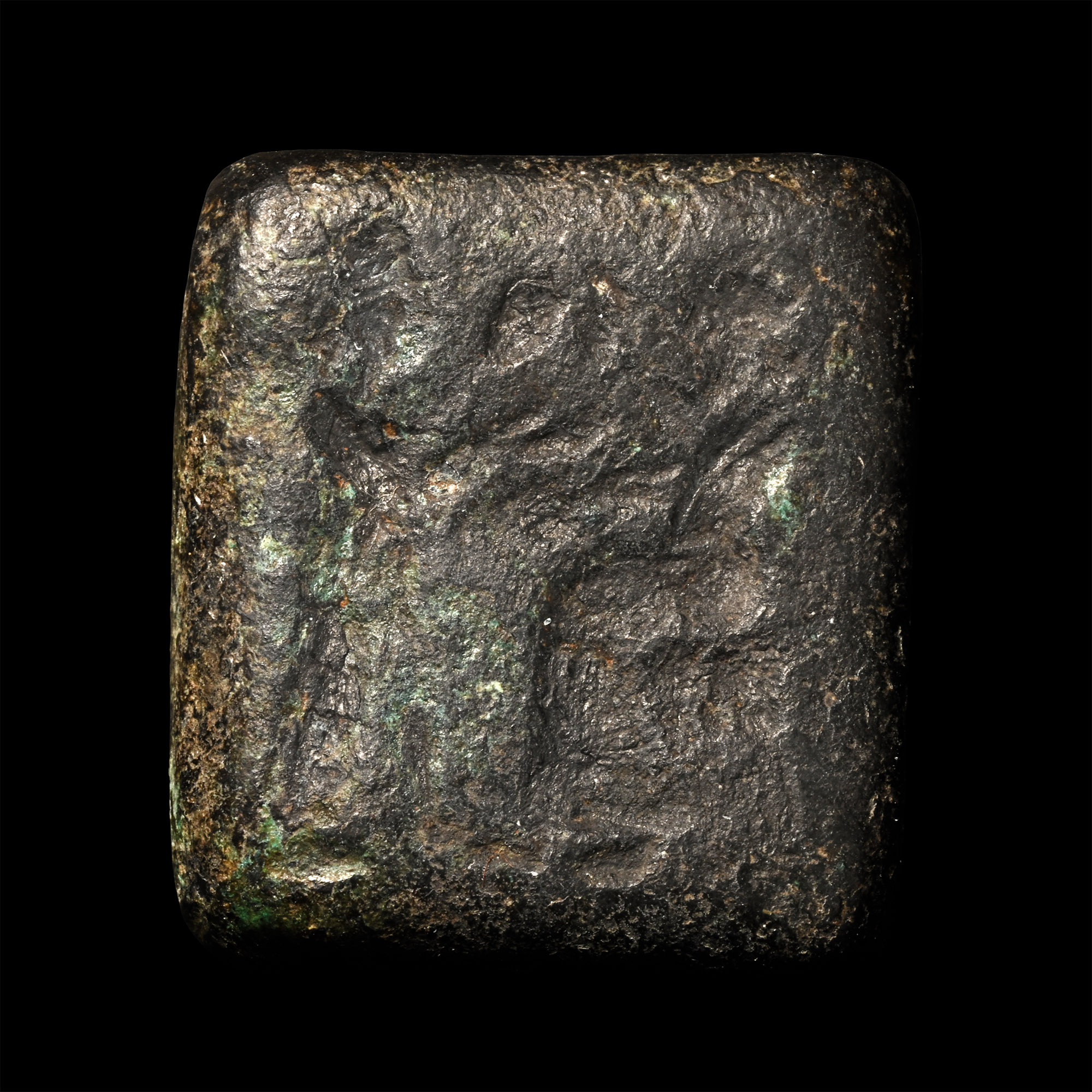 Western Asiatic Bronze Amuletic Stamp Seal with Figures