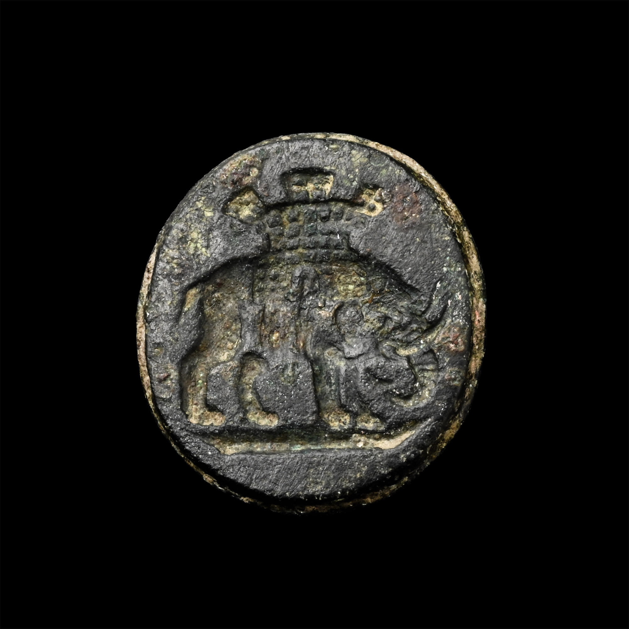 Indian Bronze Seal Matrix with Elephant