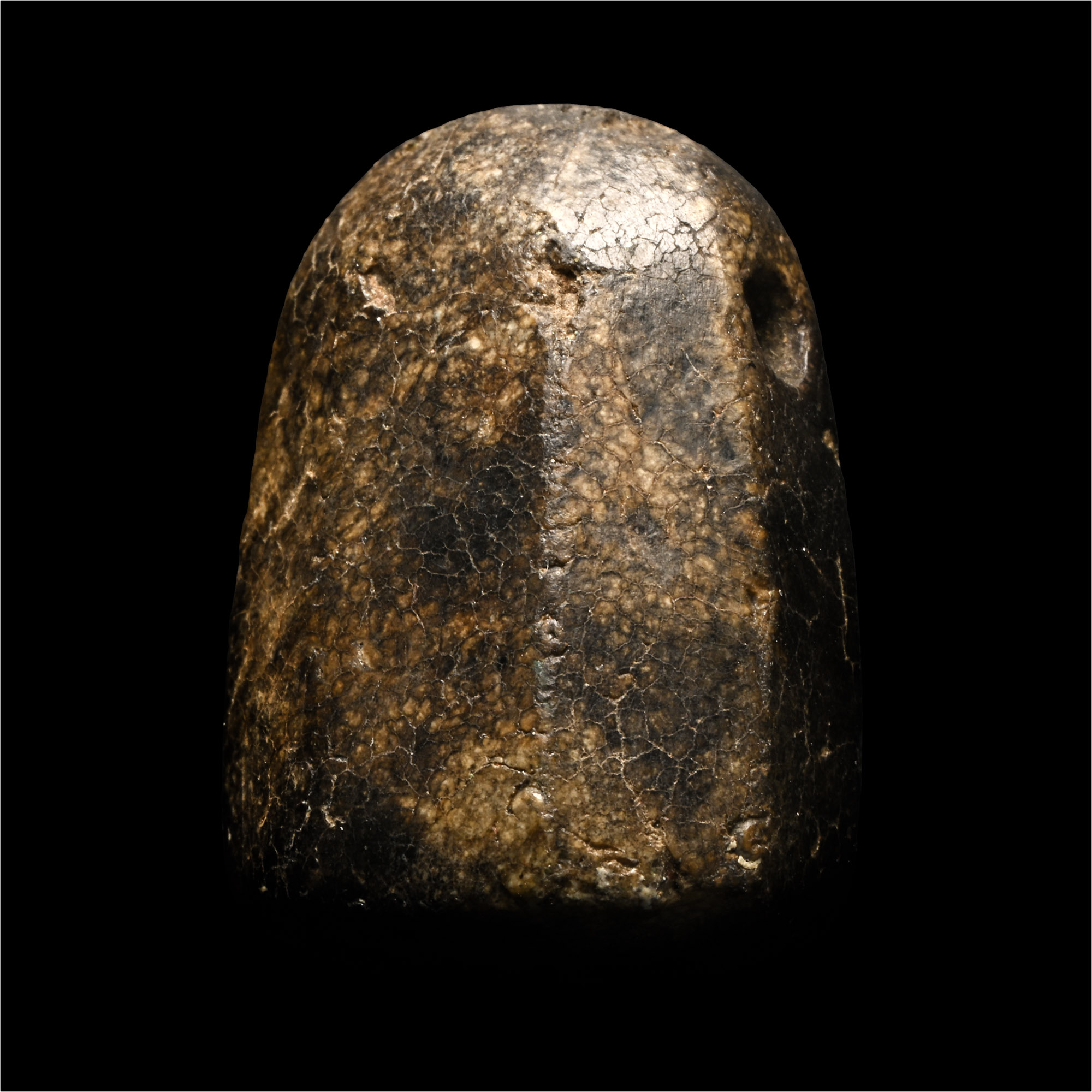 Neo-Babylonian Mottled Brown Stone Stamp Seal with Figure