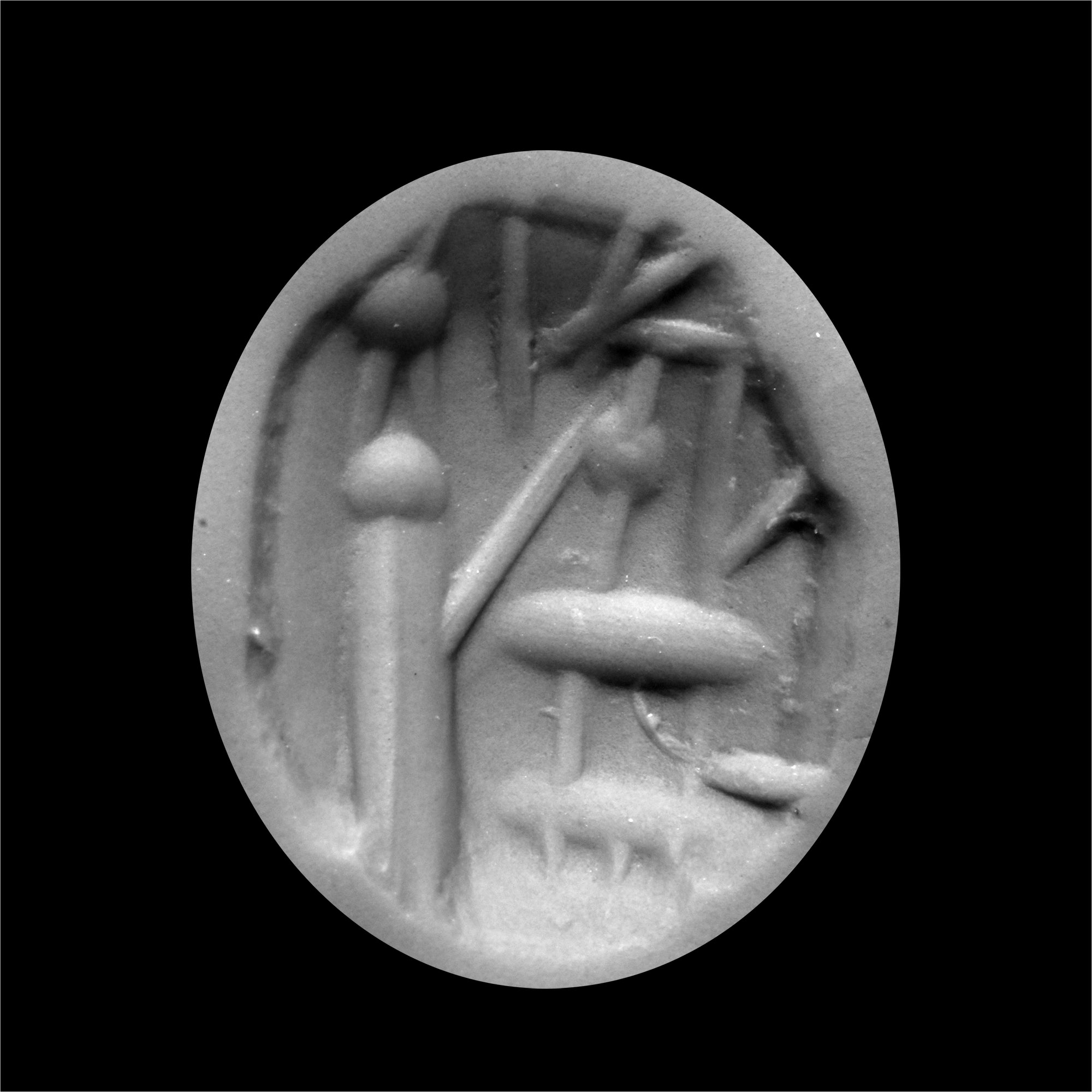 Neo-Babylonian Mottled Brown Stone Stamp Seal with Figure