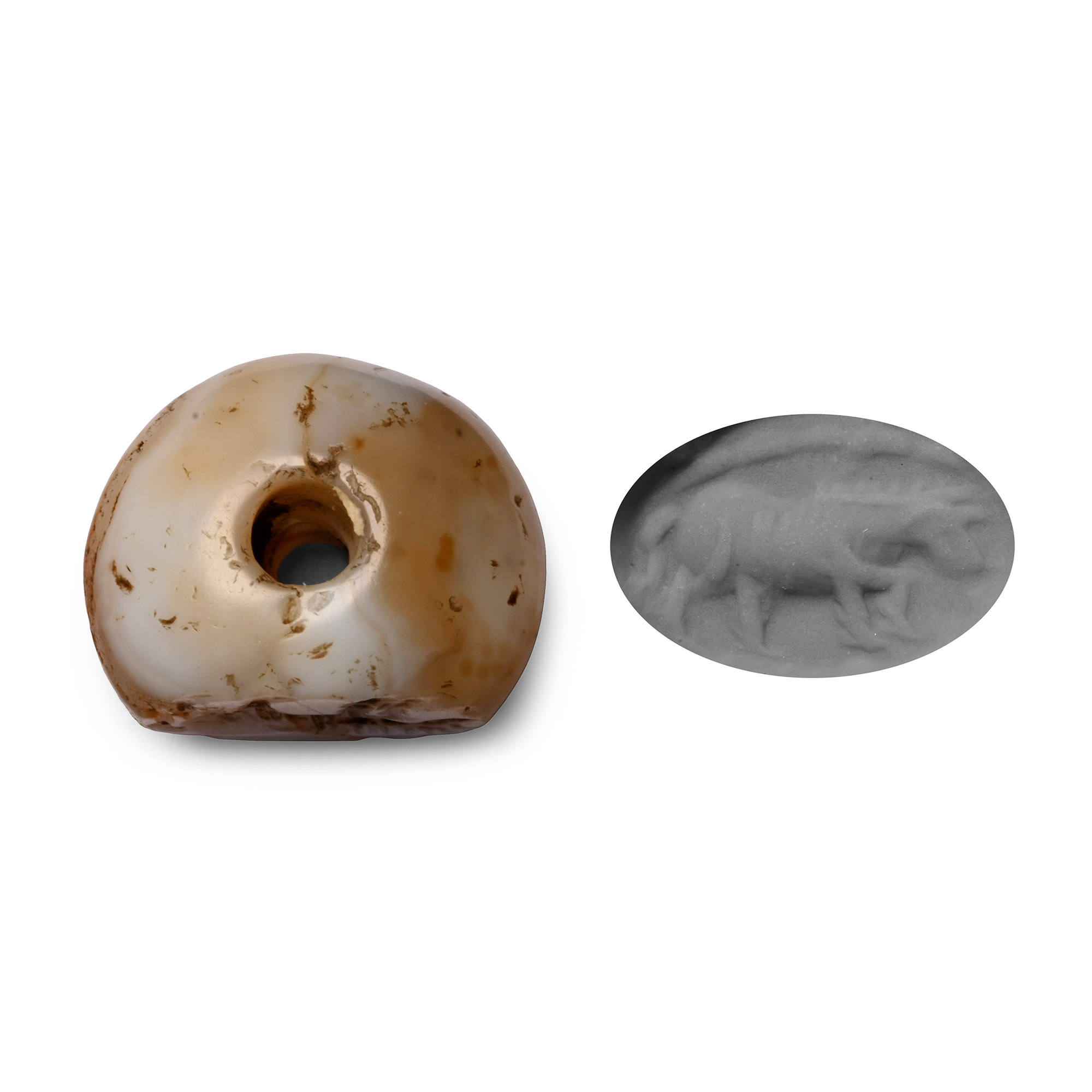 Sasanian Banded Agate Stamp Seal with Horse