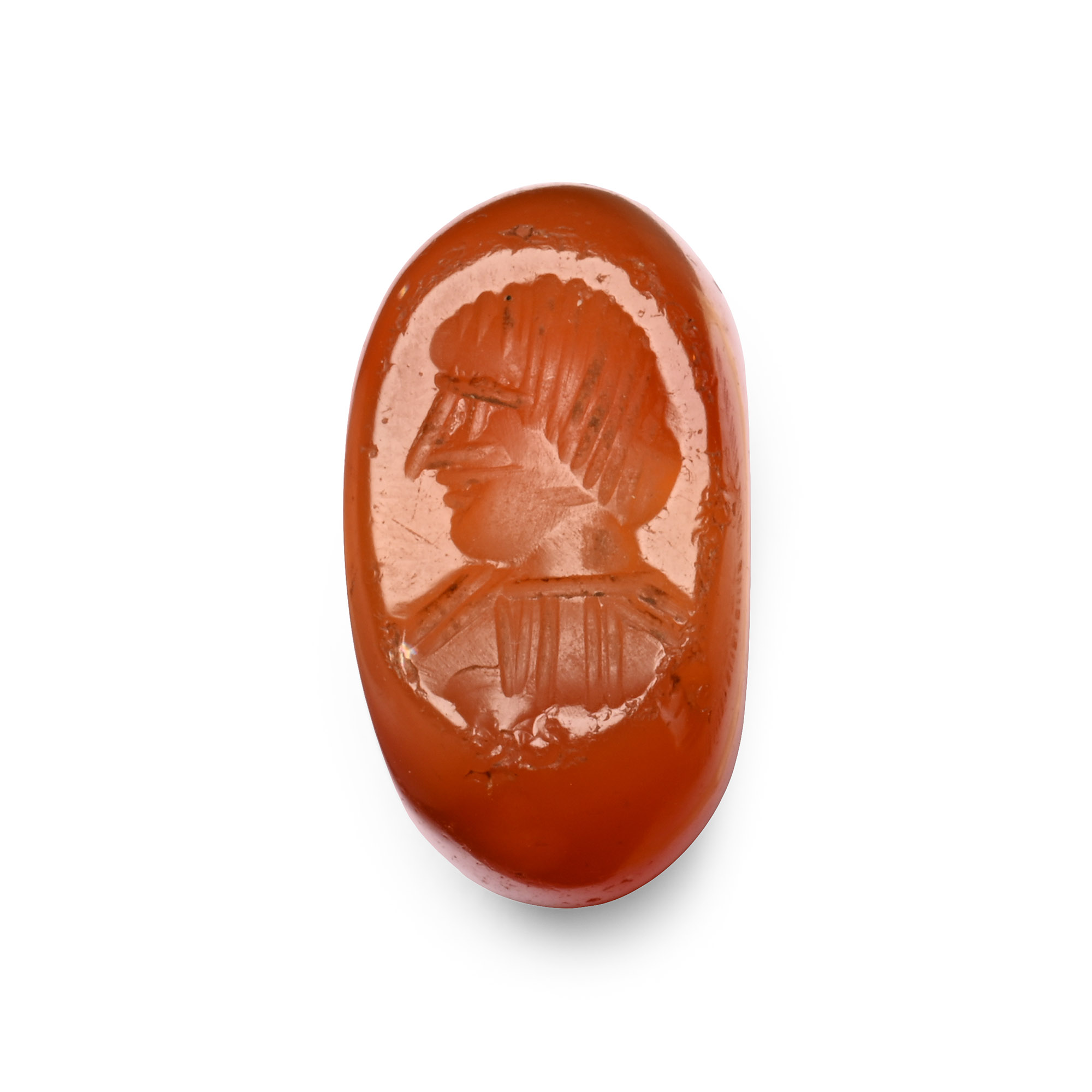Sasanian Carnelian Stamp Seal with Bust