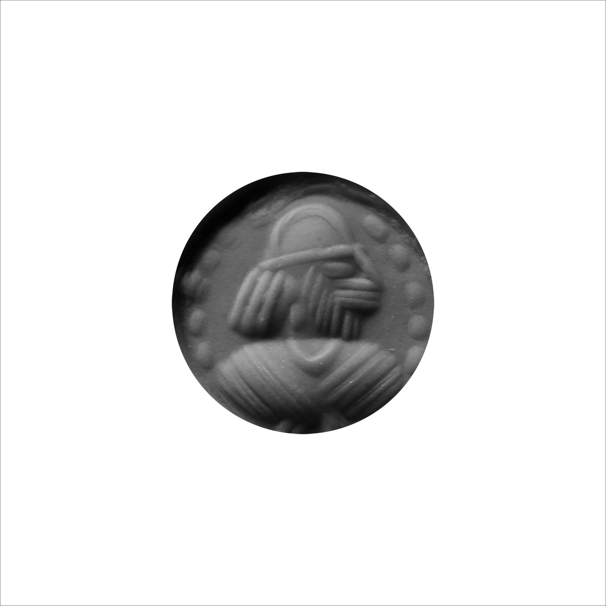 Sasanian Dark Green Stone Stamp Seal with Bust
