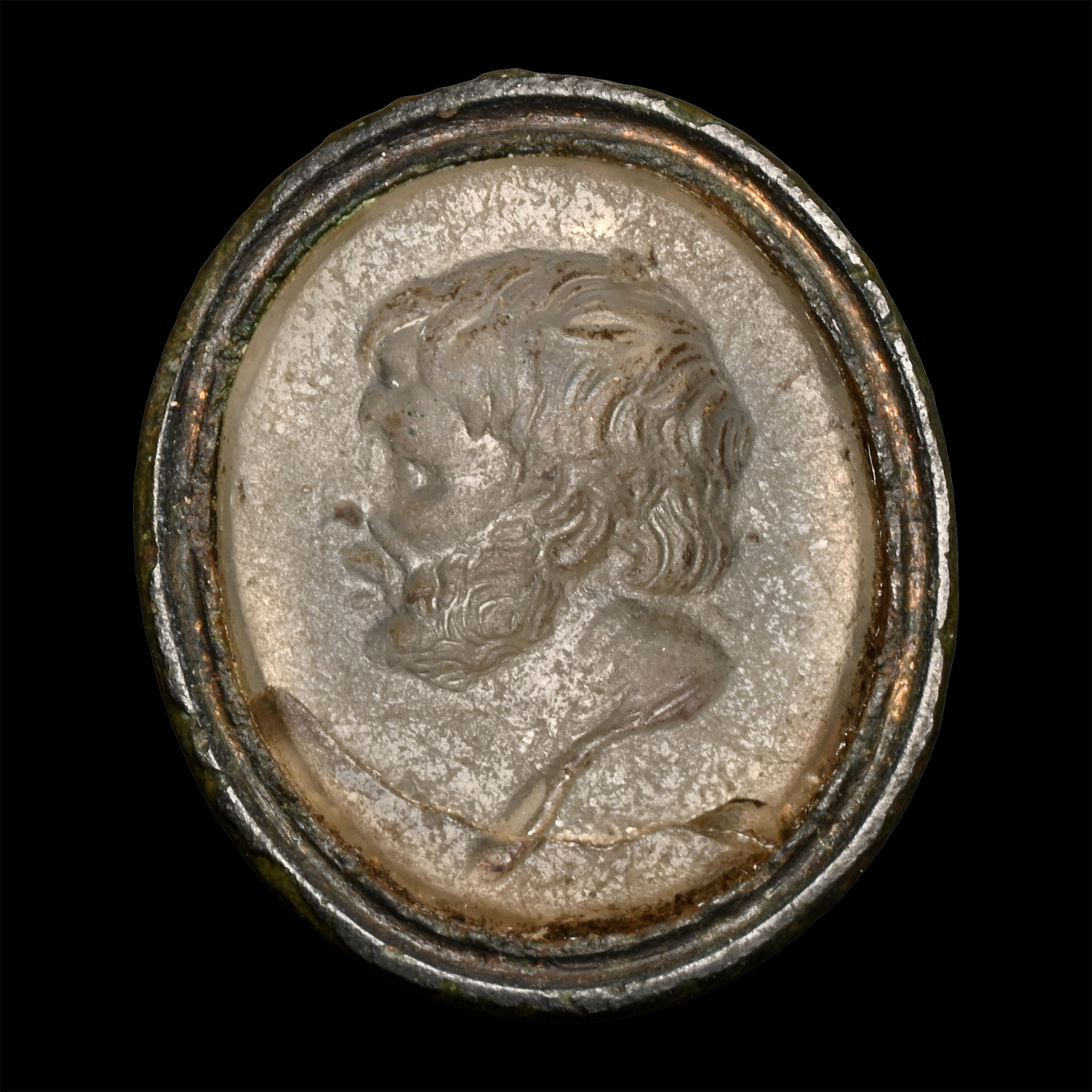 Neo-Classical Glass Fob Seal with Bust