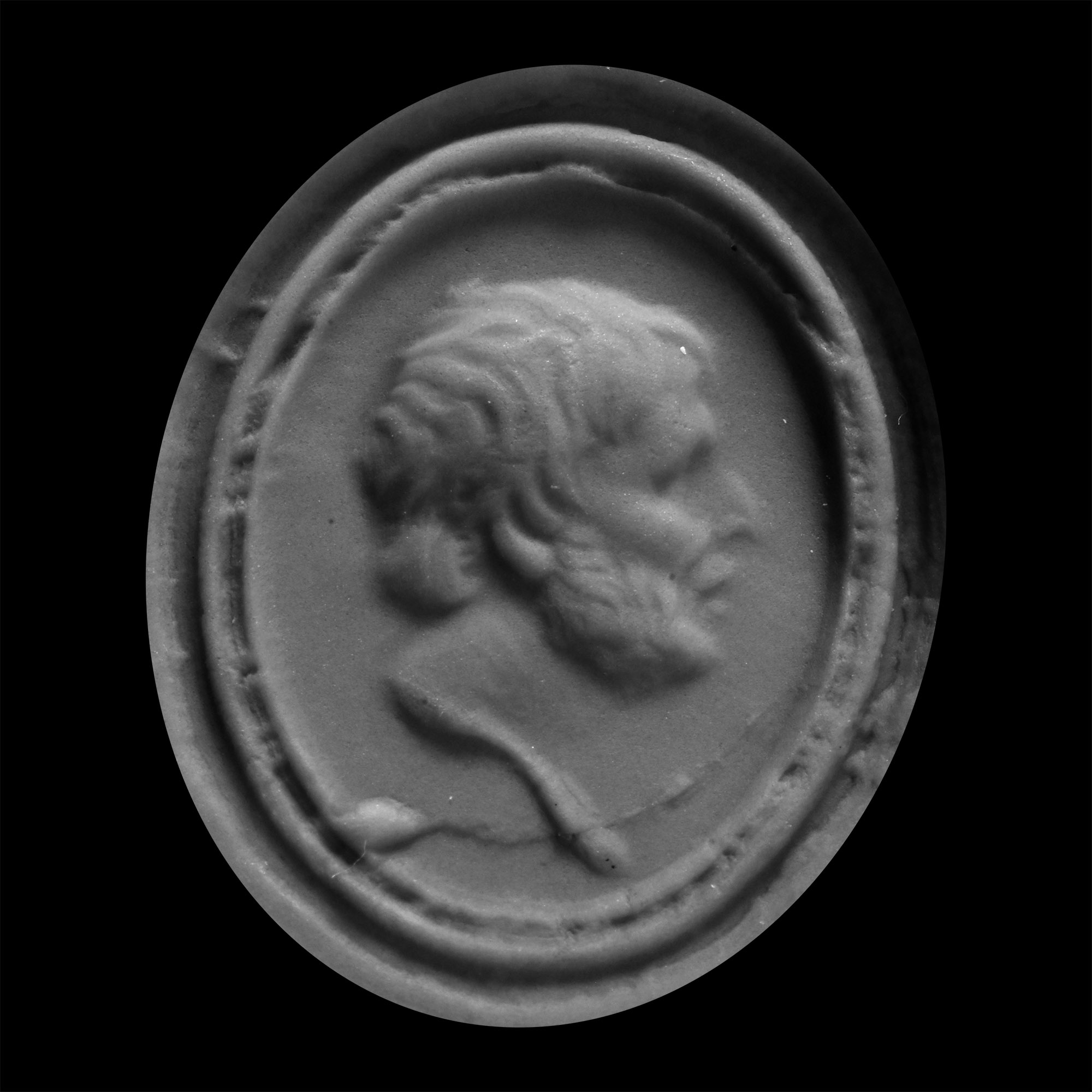 Neo-Classical Glass Fob Seal with Bust