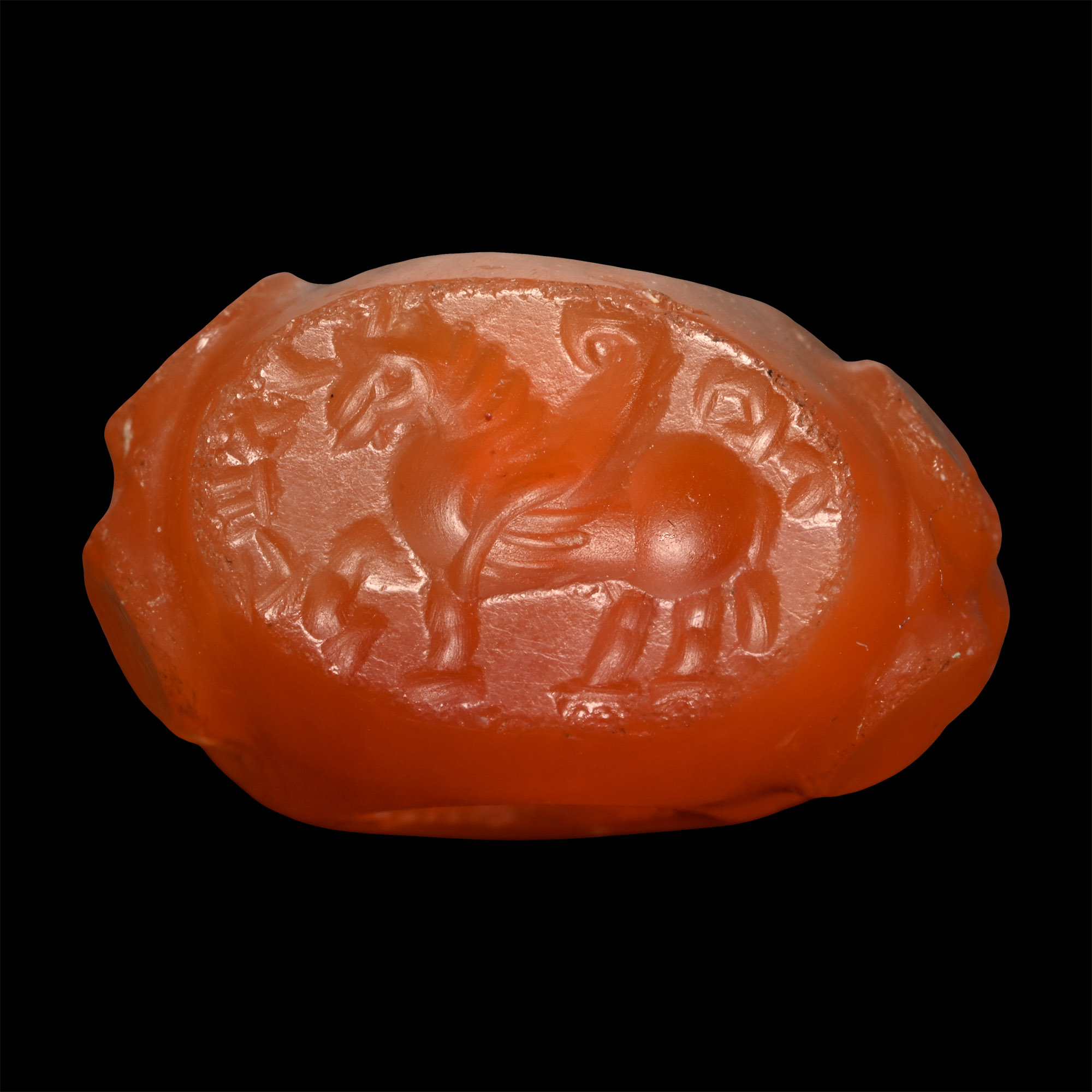 Sasanian Carnelian Stamp Seal with Gryphon