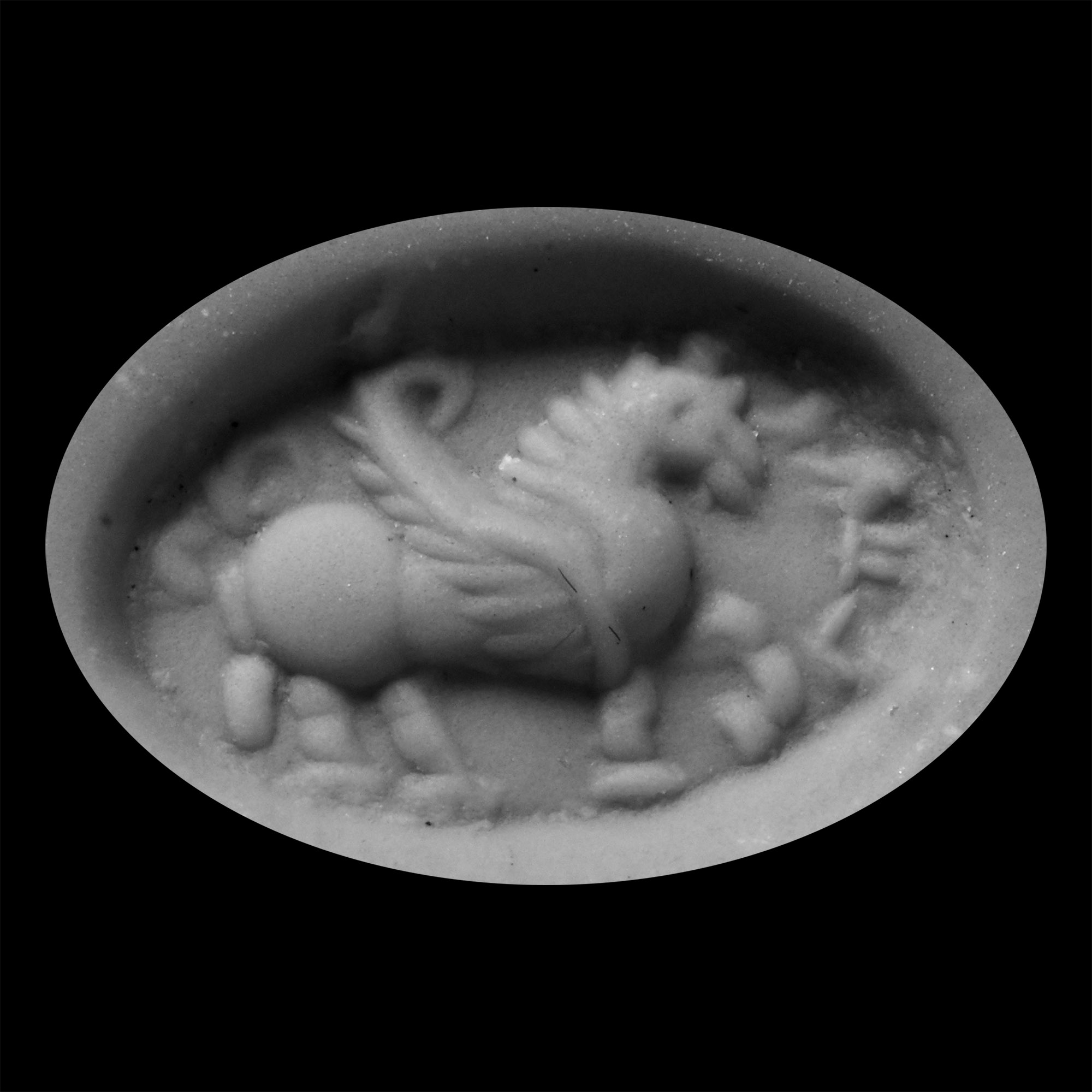 Sasanian Carnelian Stamp Seal with Gryphon