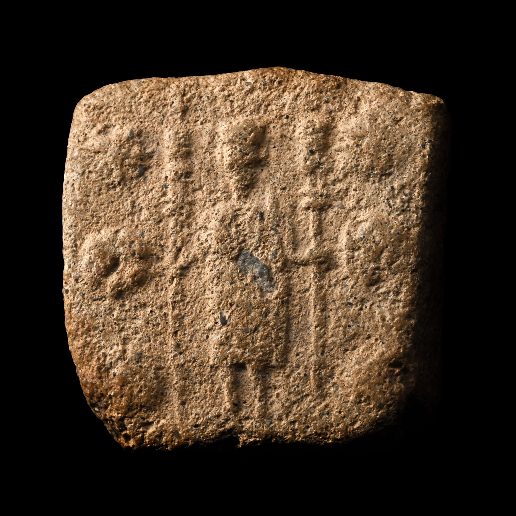 Eastern Roman Terracotta Bifacial Tablet with Camel and Figures
