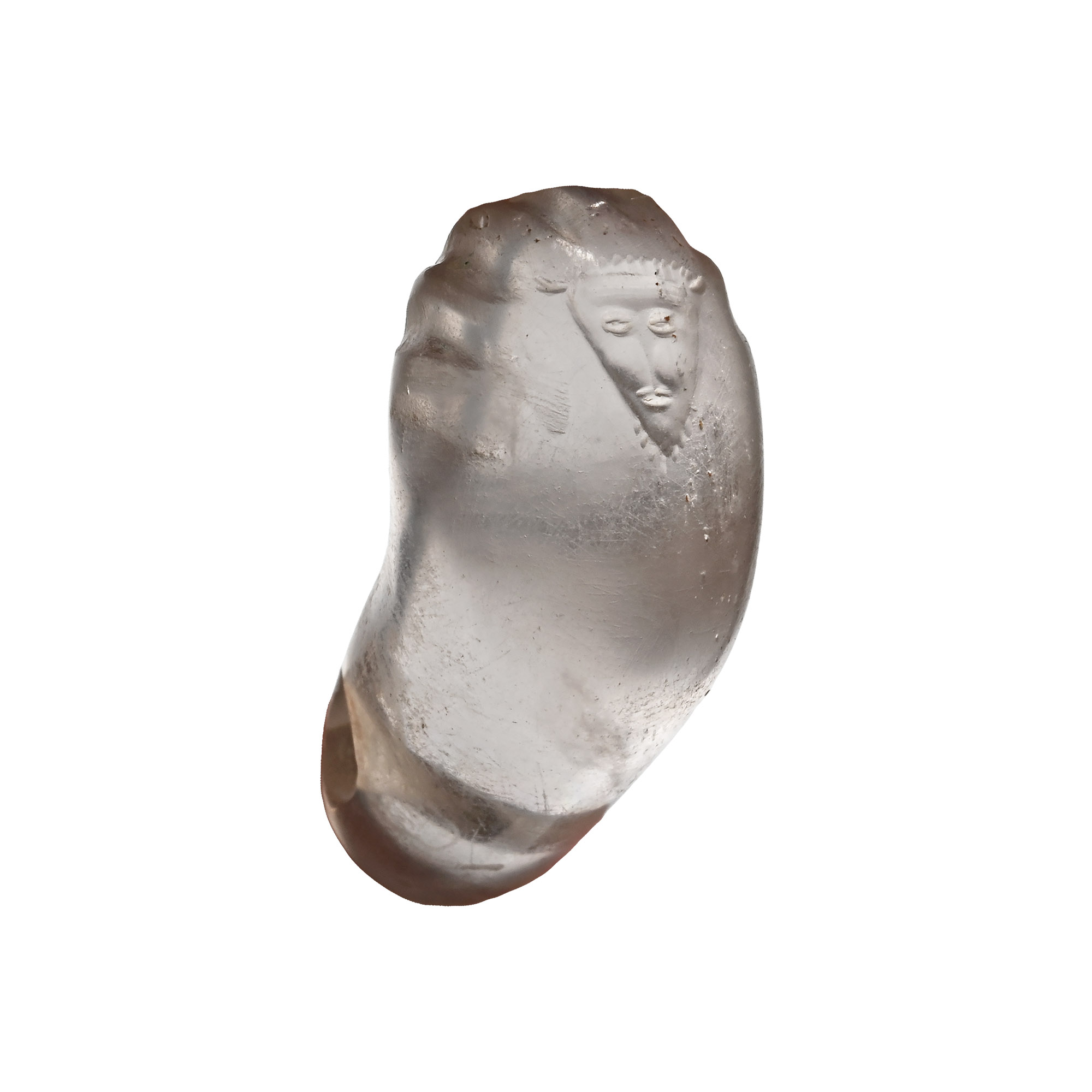 Western Asiatic Rock Crystal Foot Pendant with Face