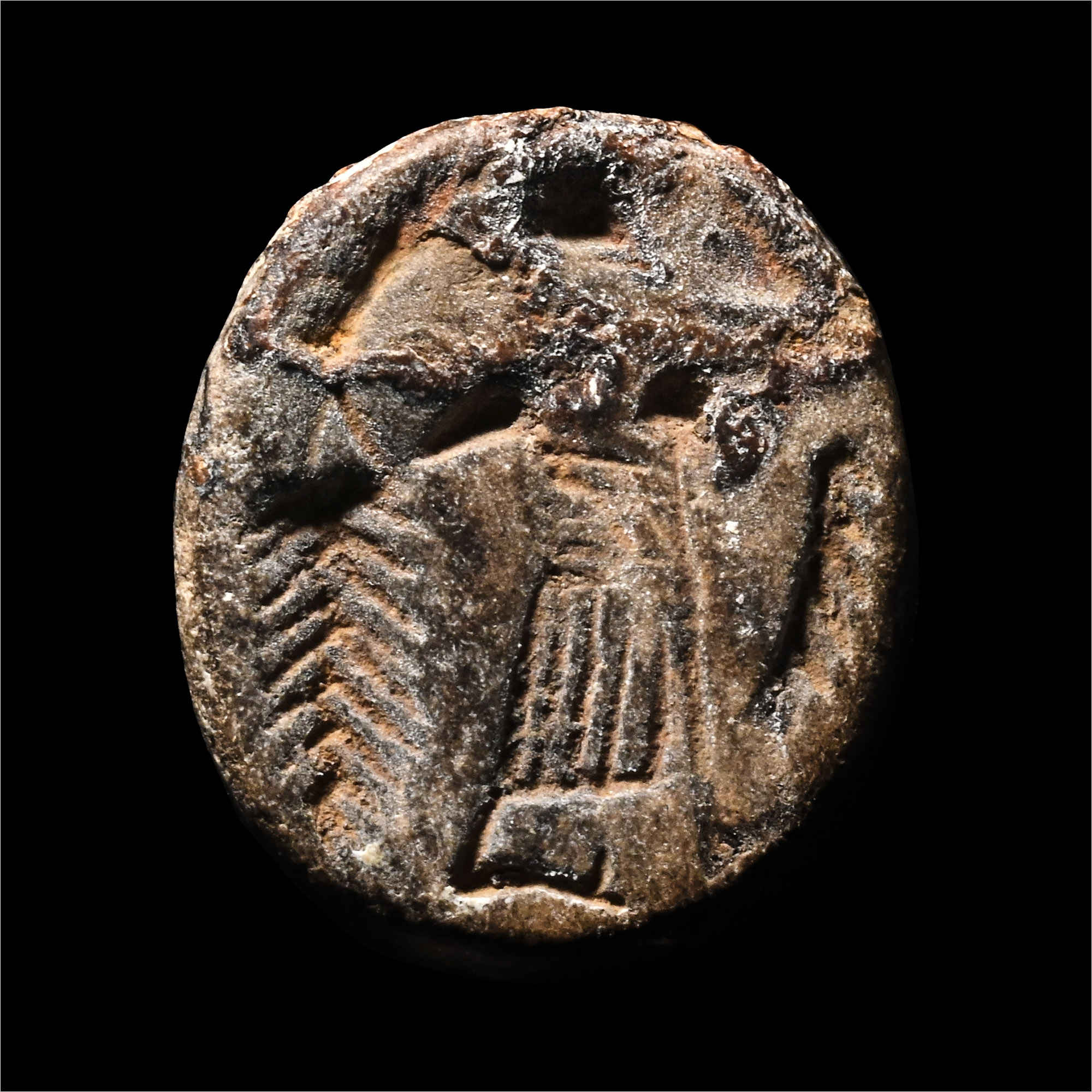 Western Asiatic Stone Stamp Seal With Standing God