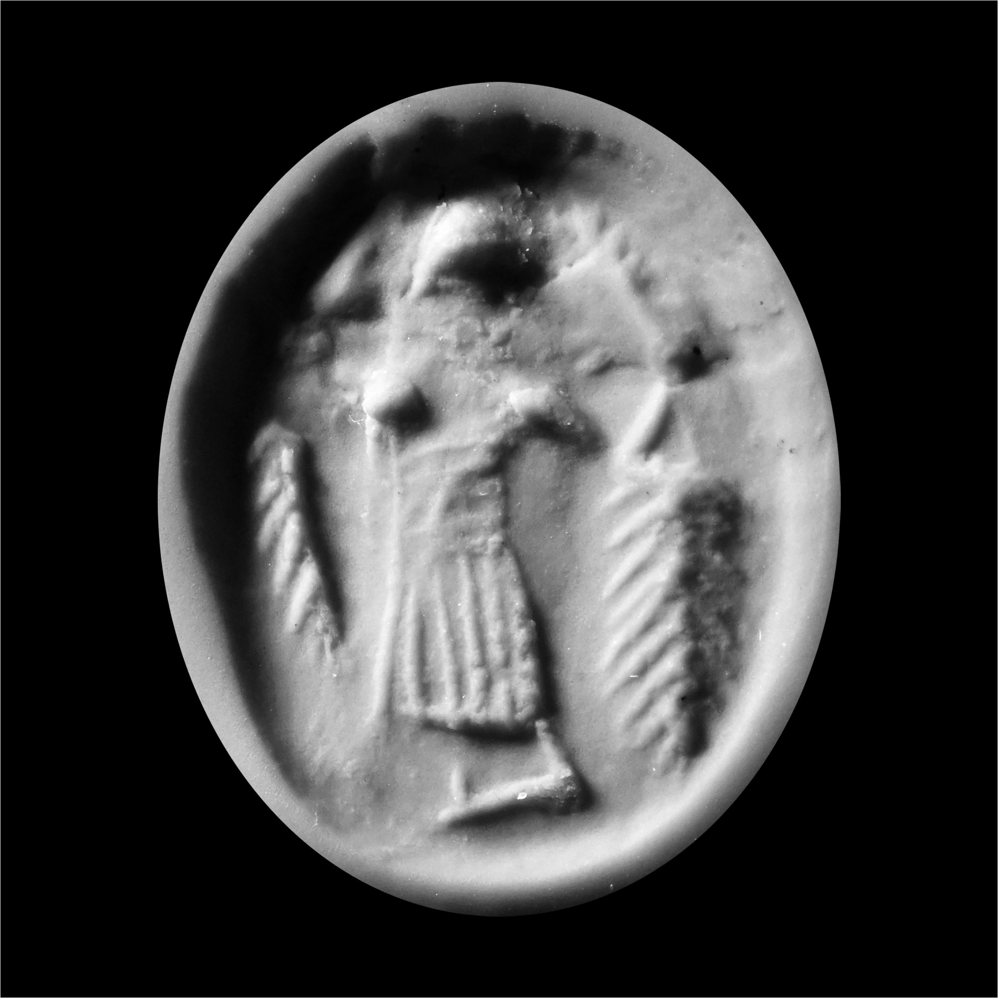 Western Asiatic Stone Stamp Seal With Standing God