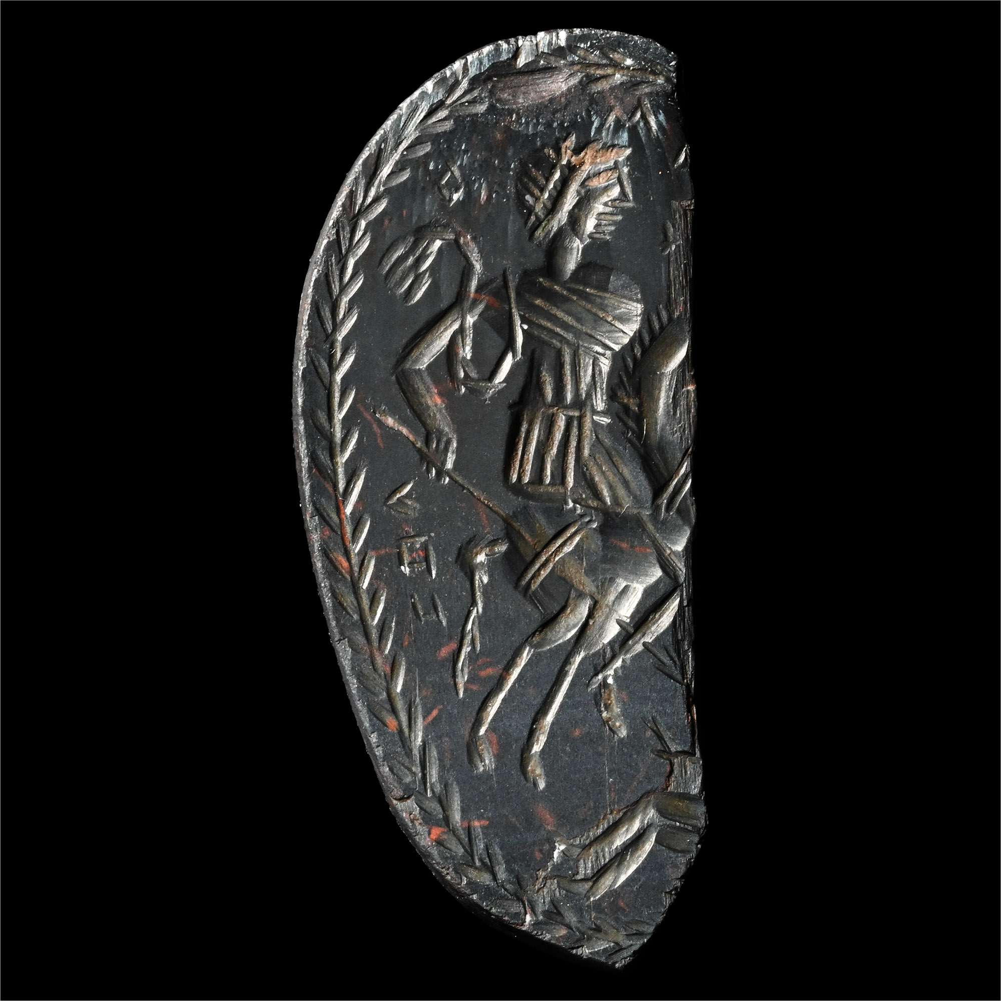 Large Roman Haematite Bifacial Gnostic Gemstone with Inscription
