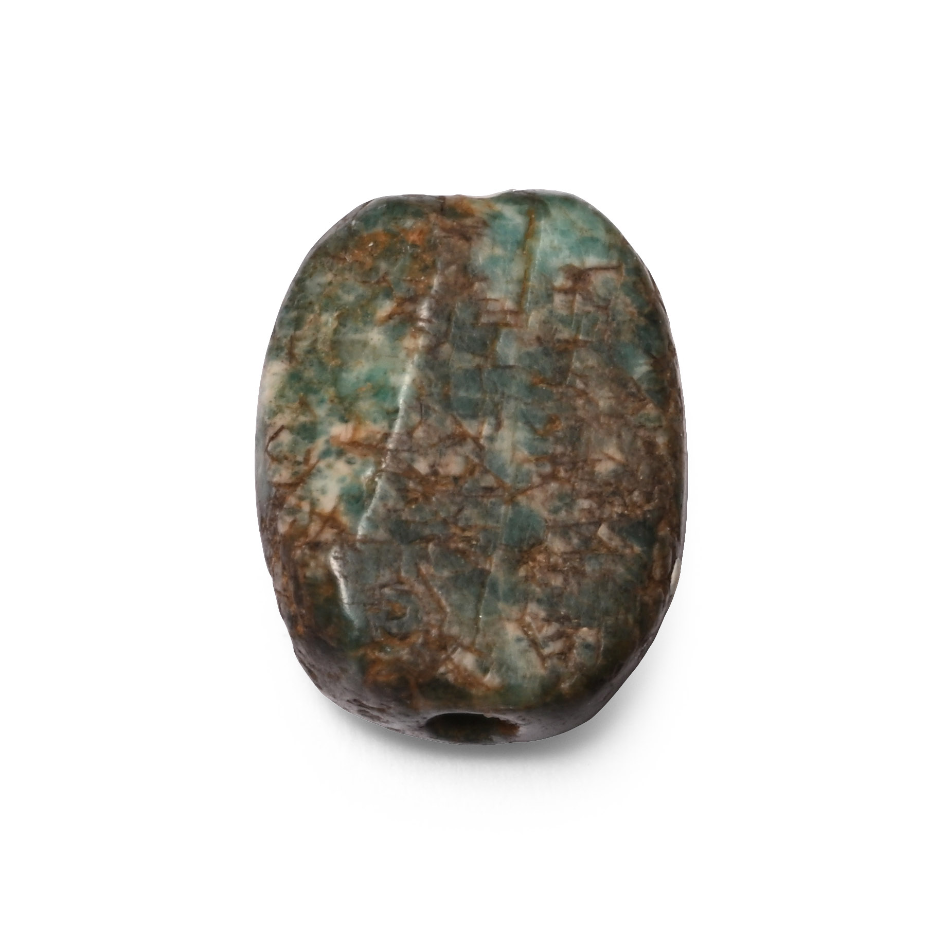 Western Asiatic Mottled Green Gemstone with Inscription