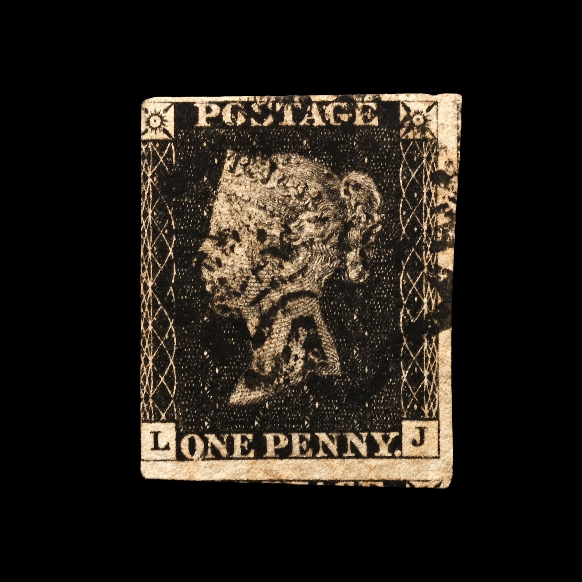 Victorian Penny Black with 'Manchester' Maltese Cross