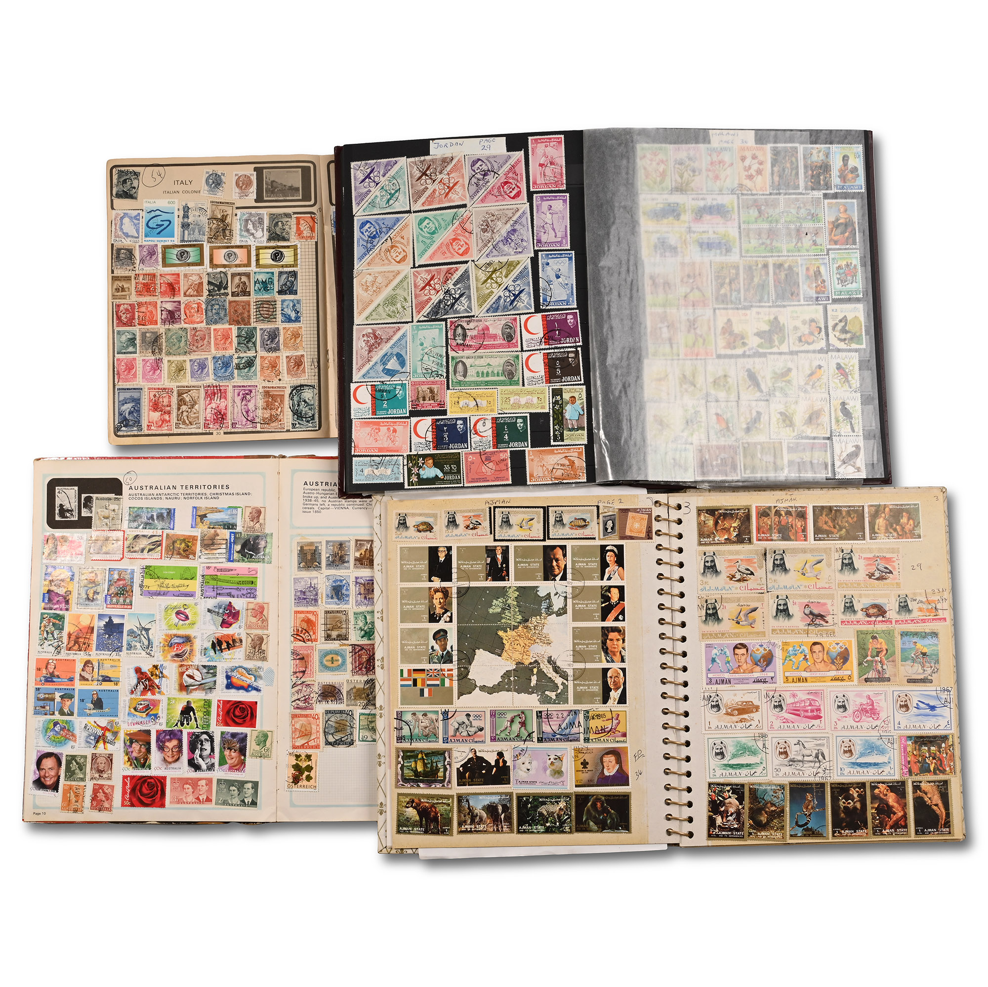 Collection of World Stamps in Four Albums