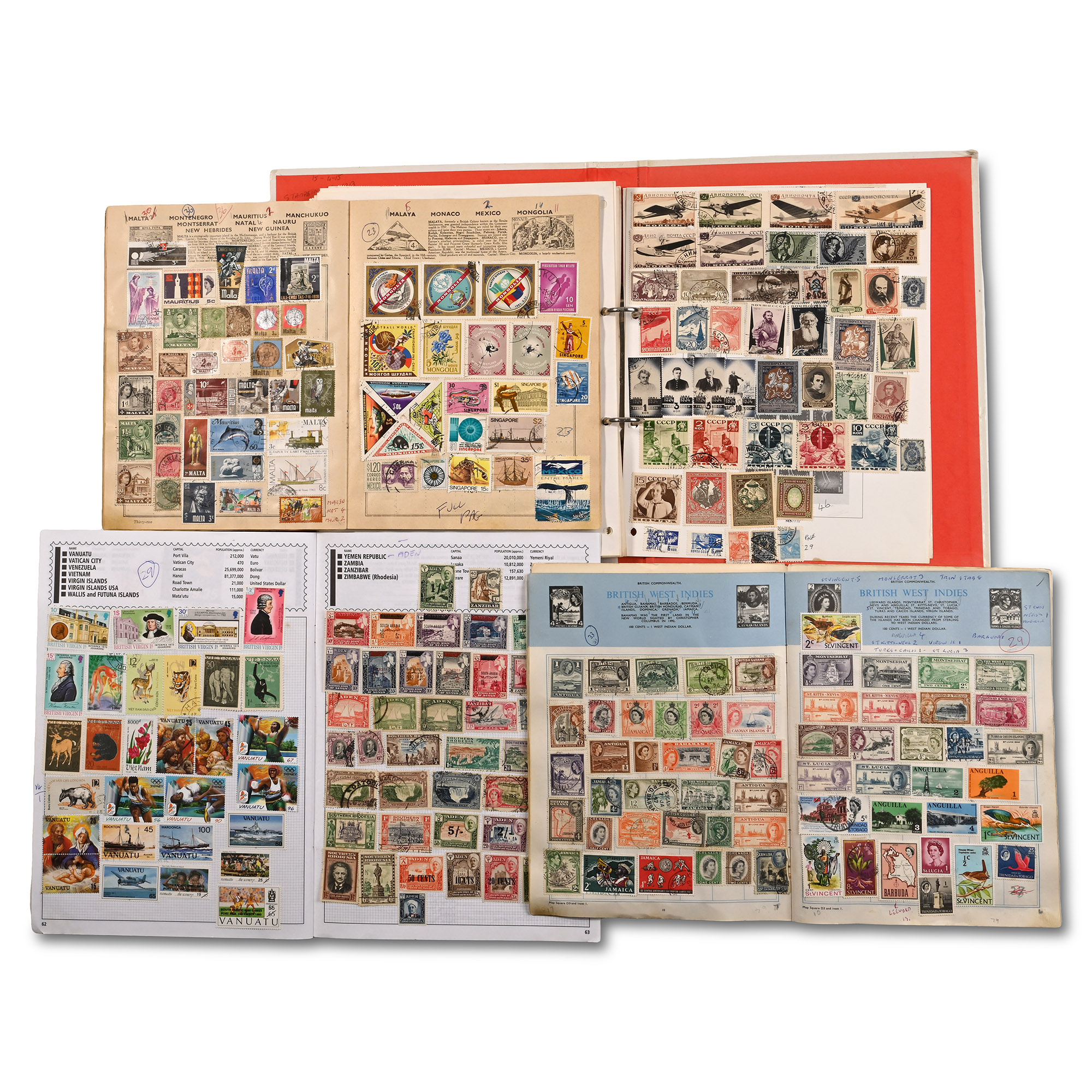 Collection of World Stamps in Four Albums