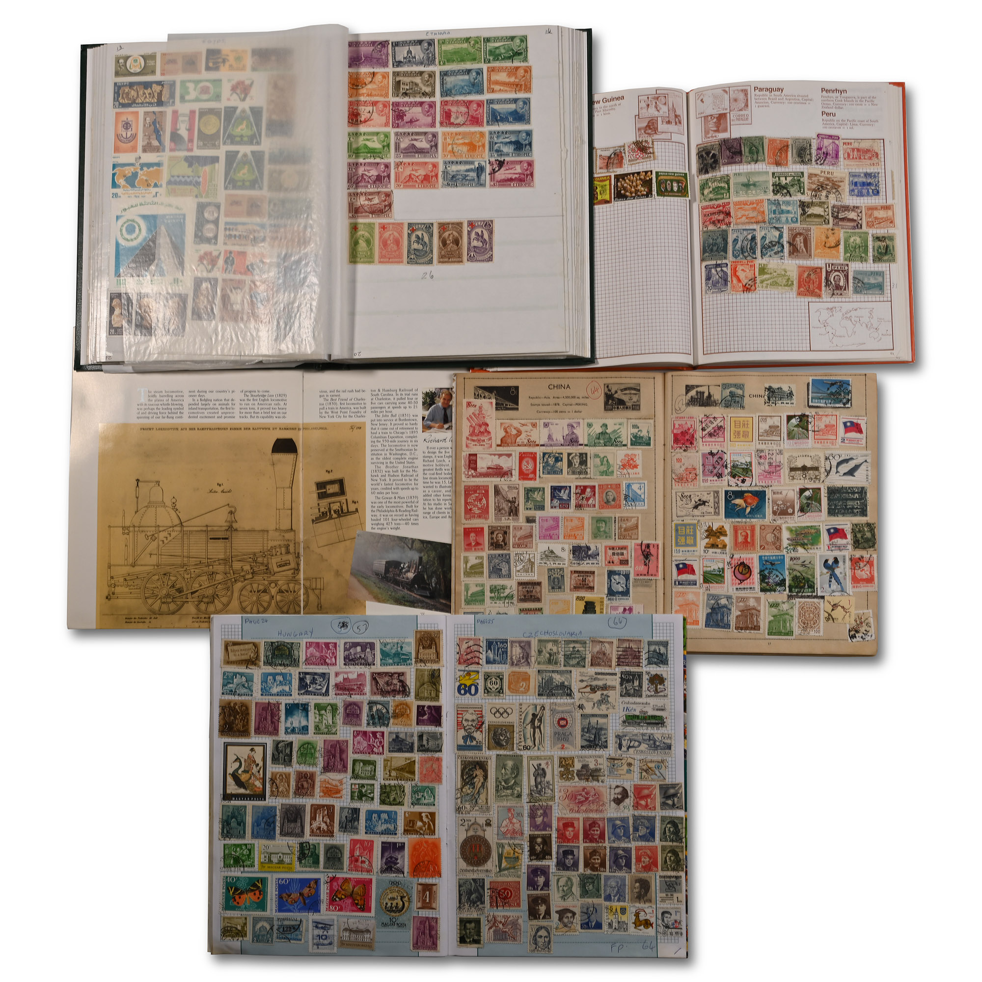 Collection of World Stamps in Five Albums