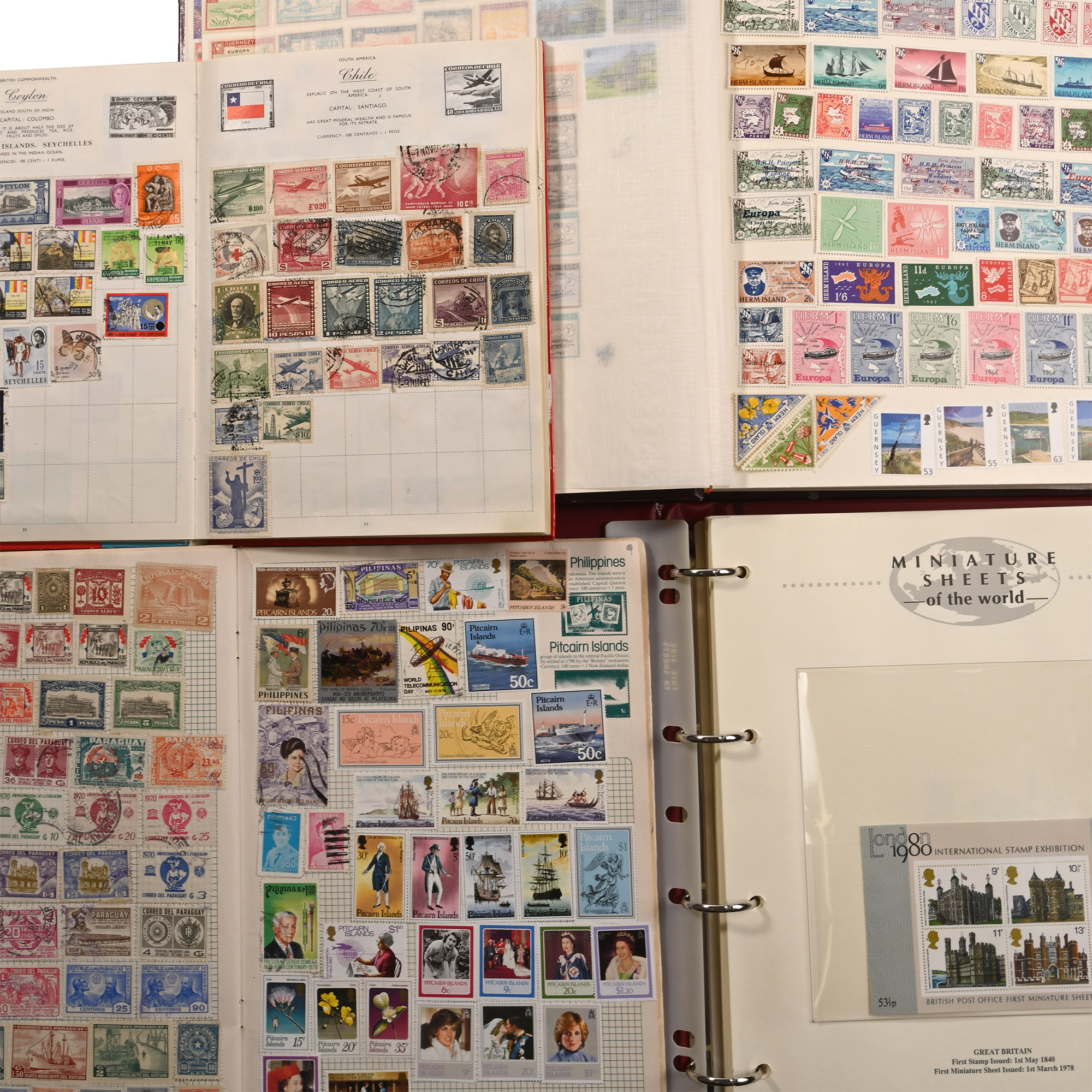 Collection of World Stamps in Four Albums