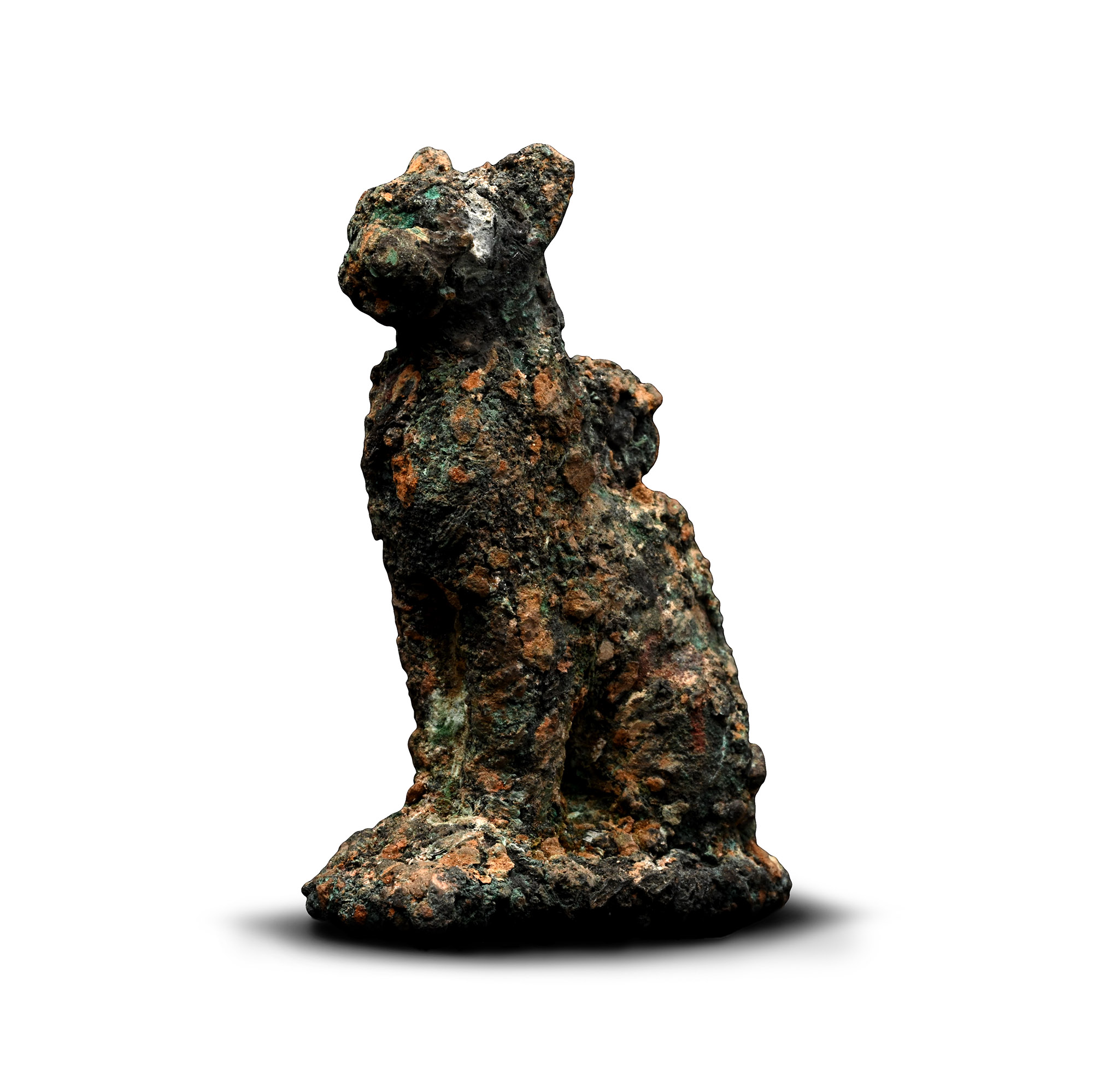Egyptian Bronze Seated Cat Statuette